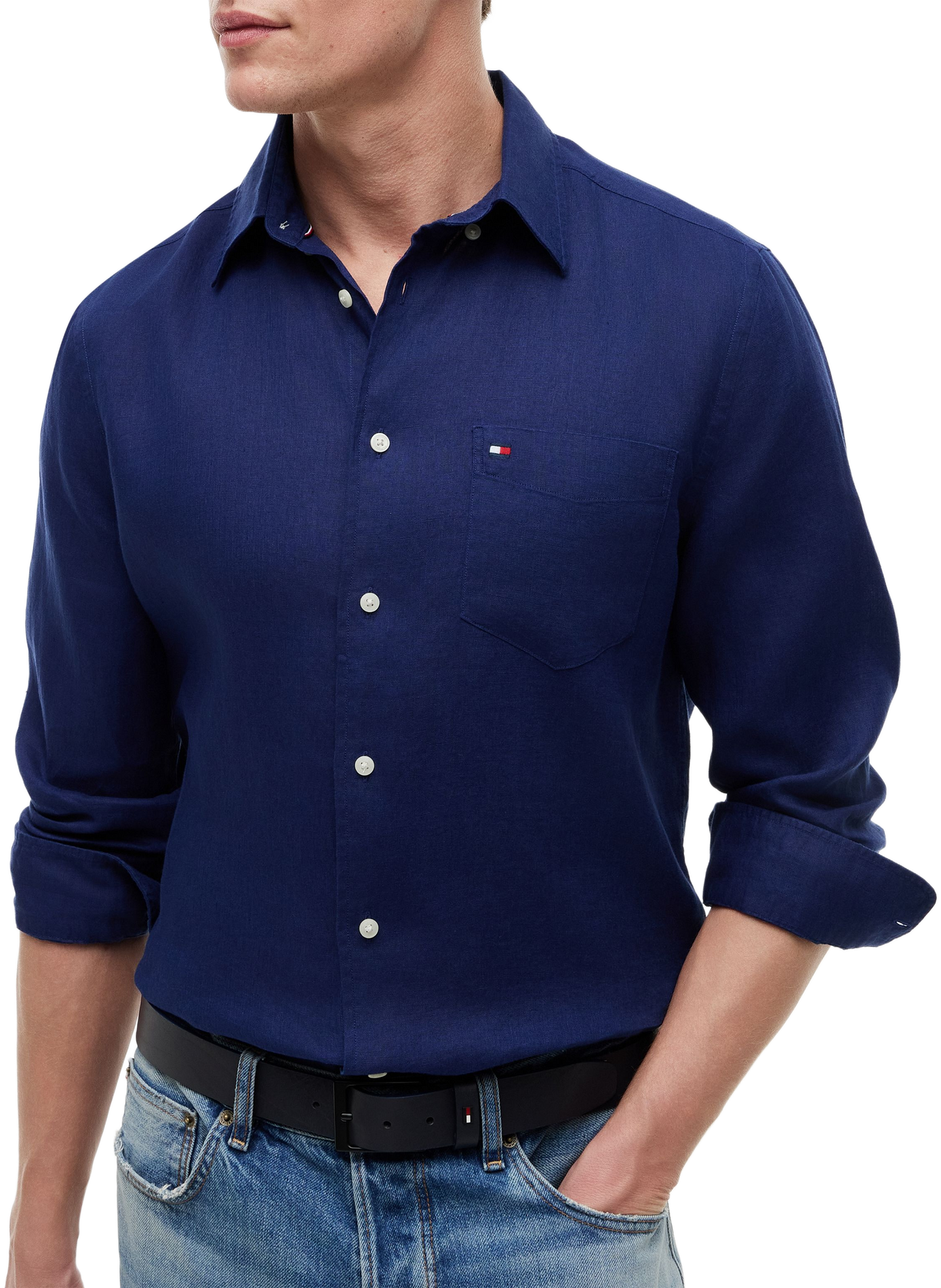 Regular linen shirt TOMMY HILFIGER Blue