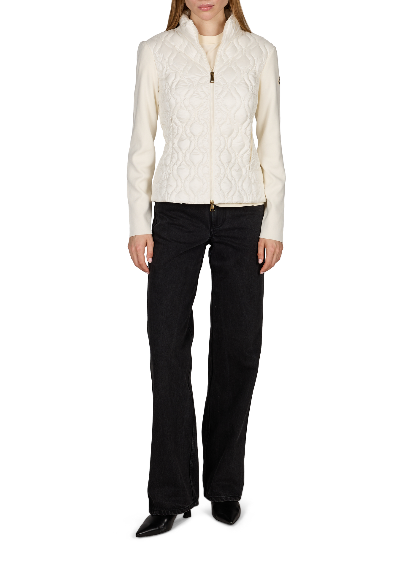 Quilted high neck cardigan MONCLER White