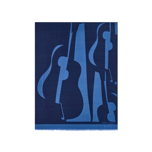Foulard à motif abstrait avec franges en soie mélangé Foulard à motif abstrait avec franges en soie mélangé