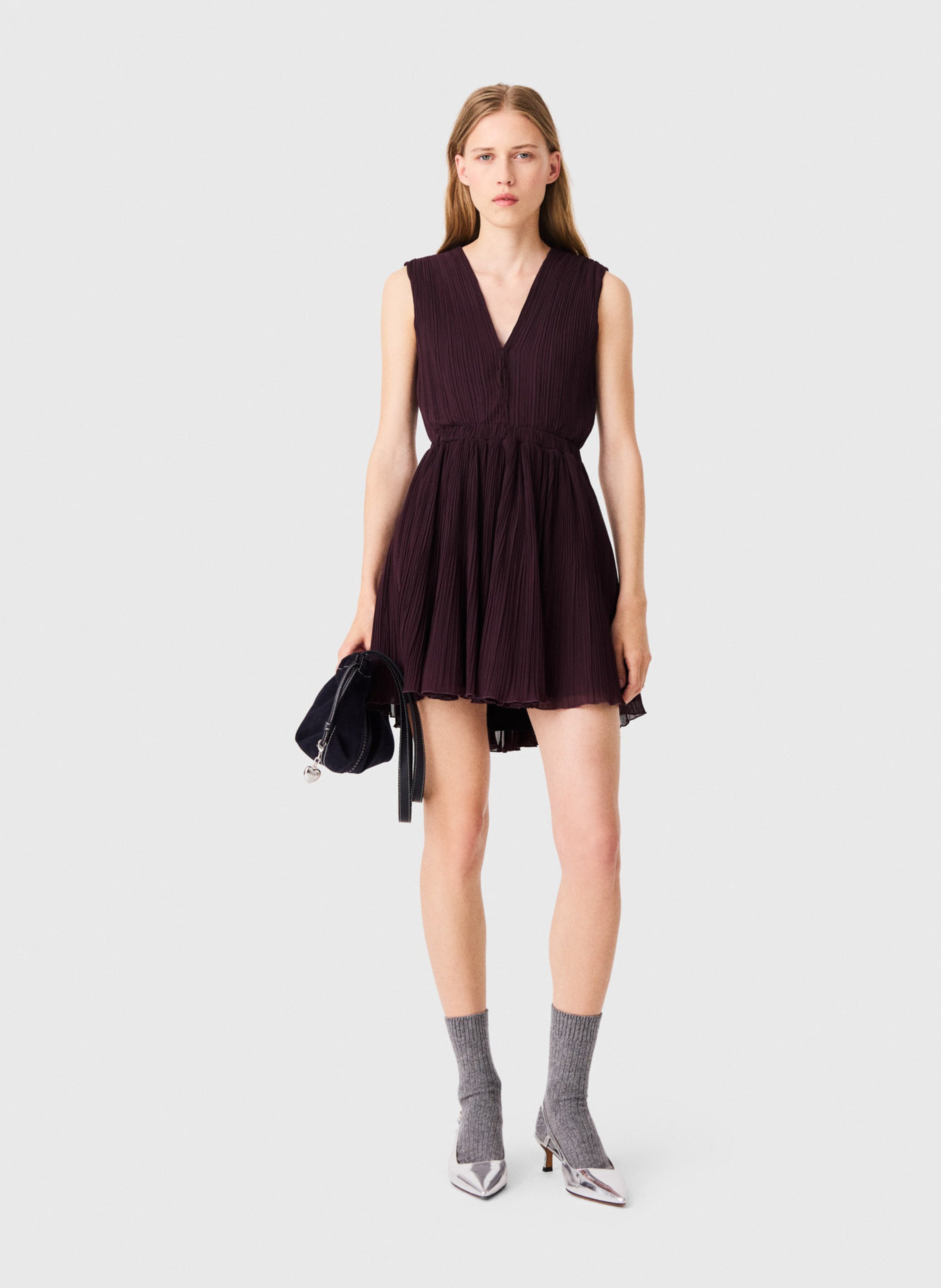 Robe courte côtelée MAJE Violet