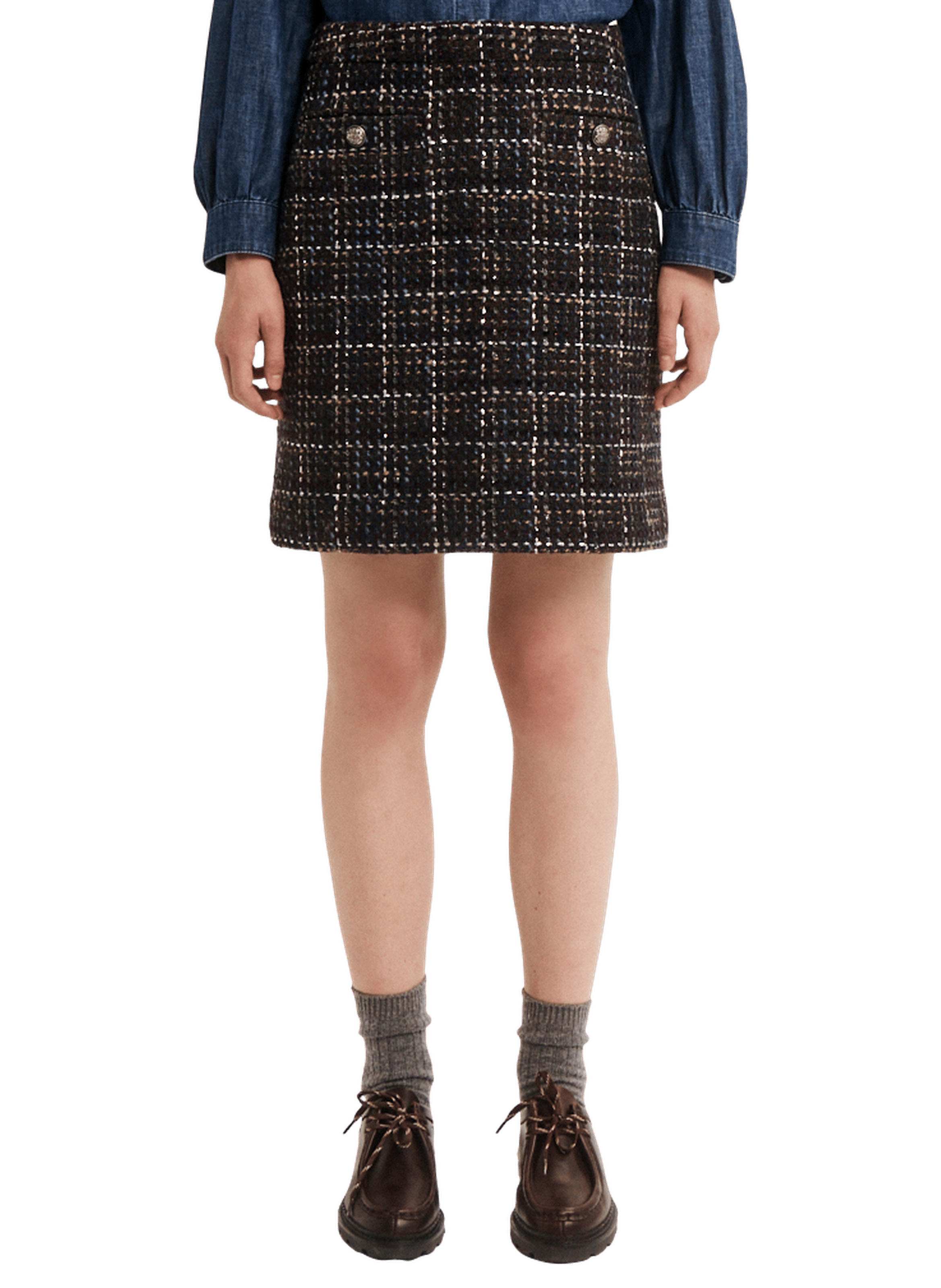 Jupe courte en tweed multicolore - toni PABLO Marron