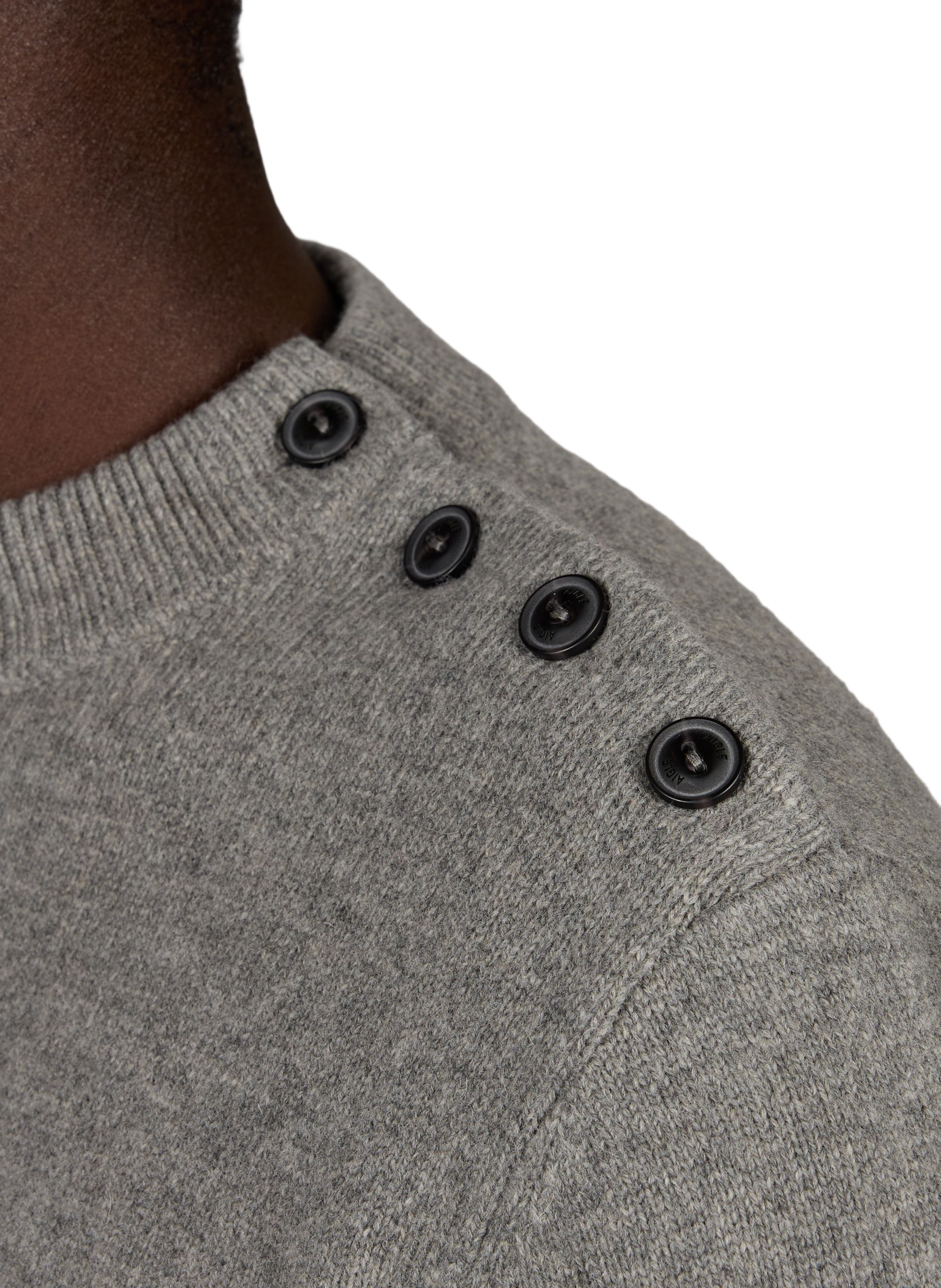 Pull droit col montant en laine mélangée AIGLE Gris