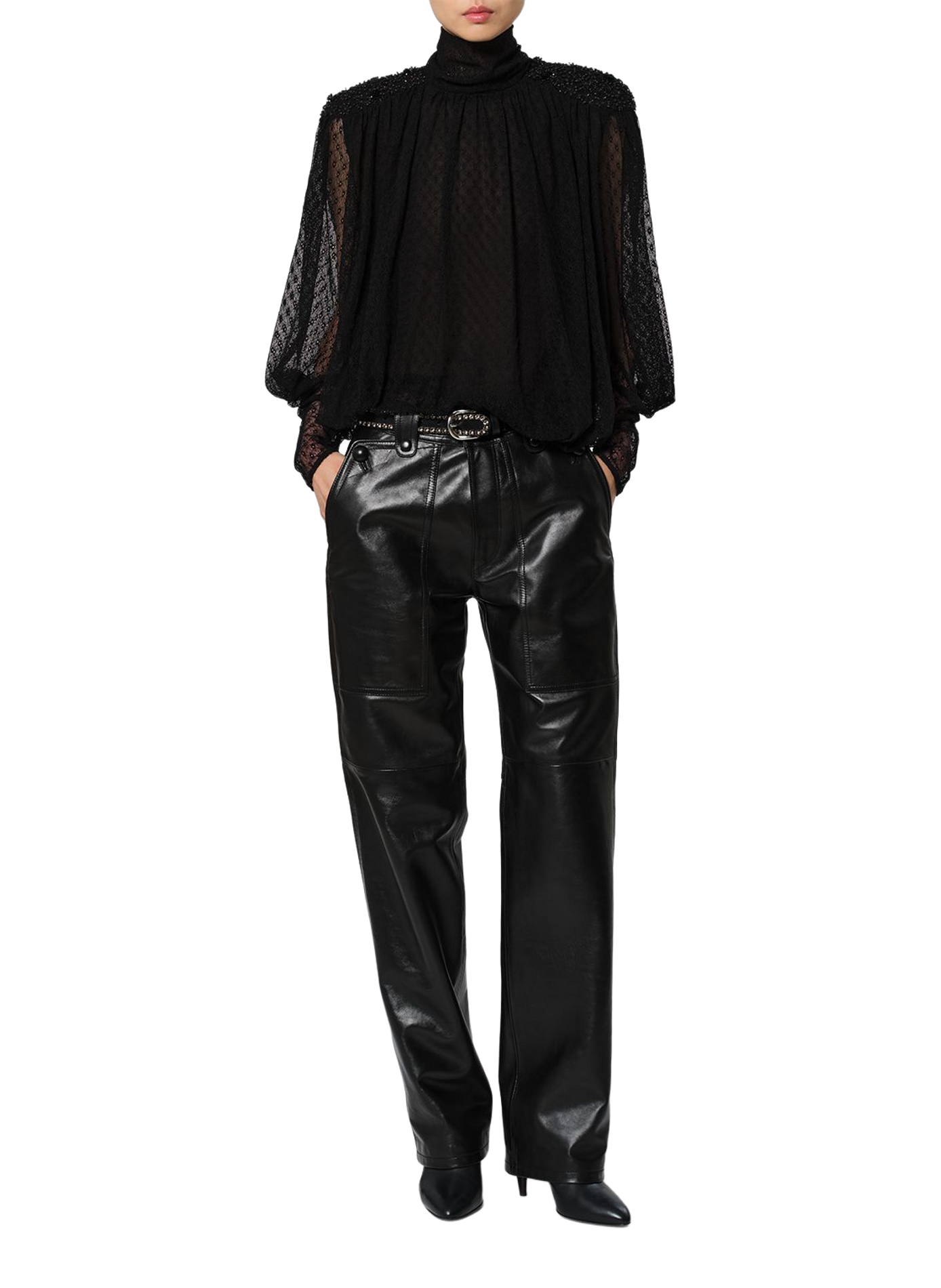 Geborduurde blouse Oeste van plumetis-kant ISABEL MARANT Zwart