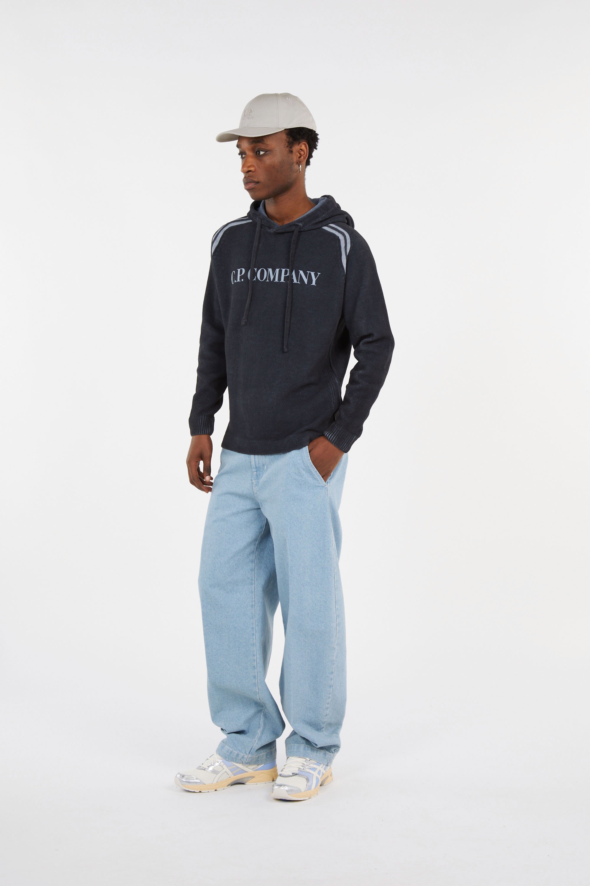 Hoodie cotton chenille double dyed hooded sweater CP COMPANY Bleu