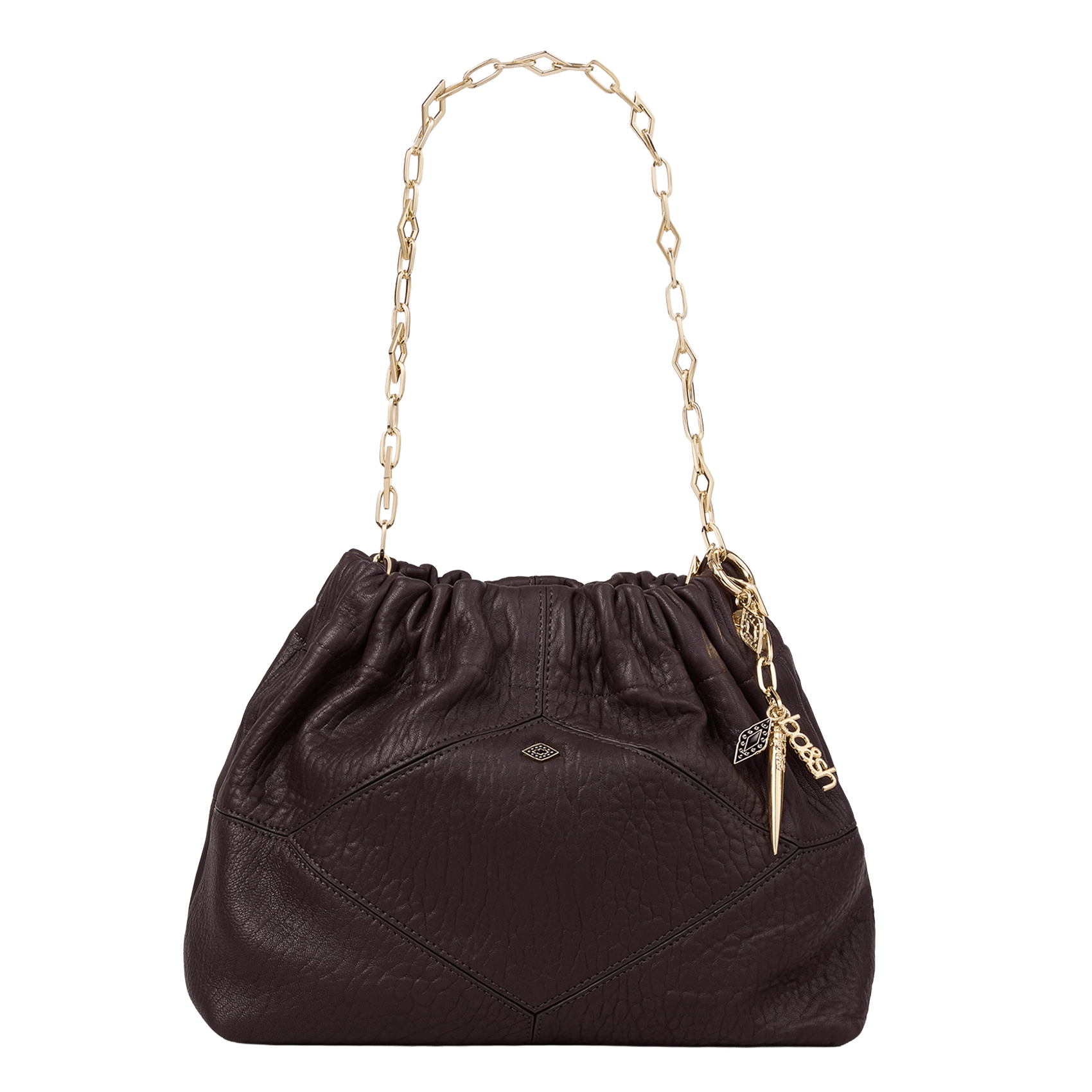 Sac bandoulière à charms en cuir mini june tote BA&SH Bruin