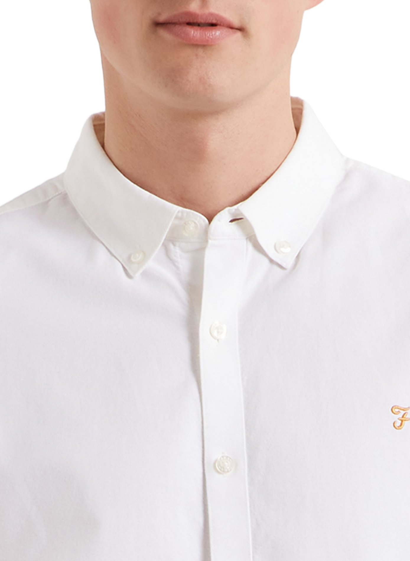 Chemise droite à logo brodé en coton FARAH White