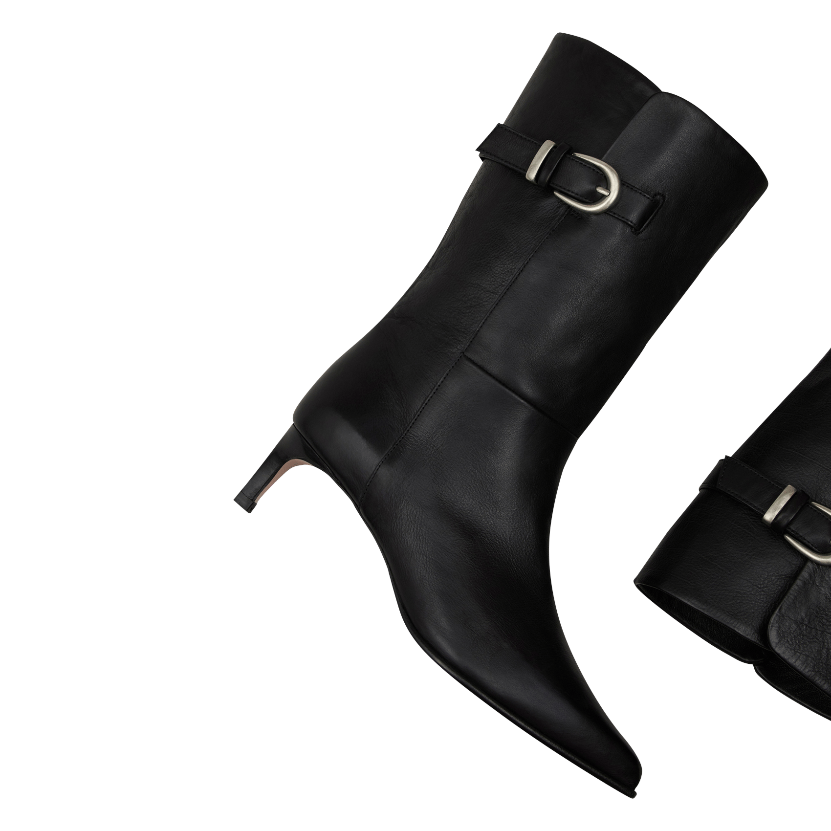 Bottines mi-hautes unies en cuir low carla BA&SH Noir