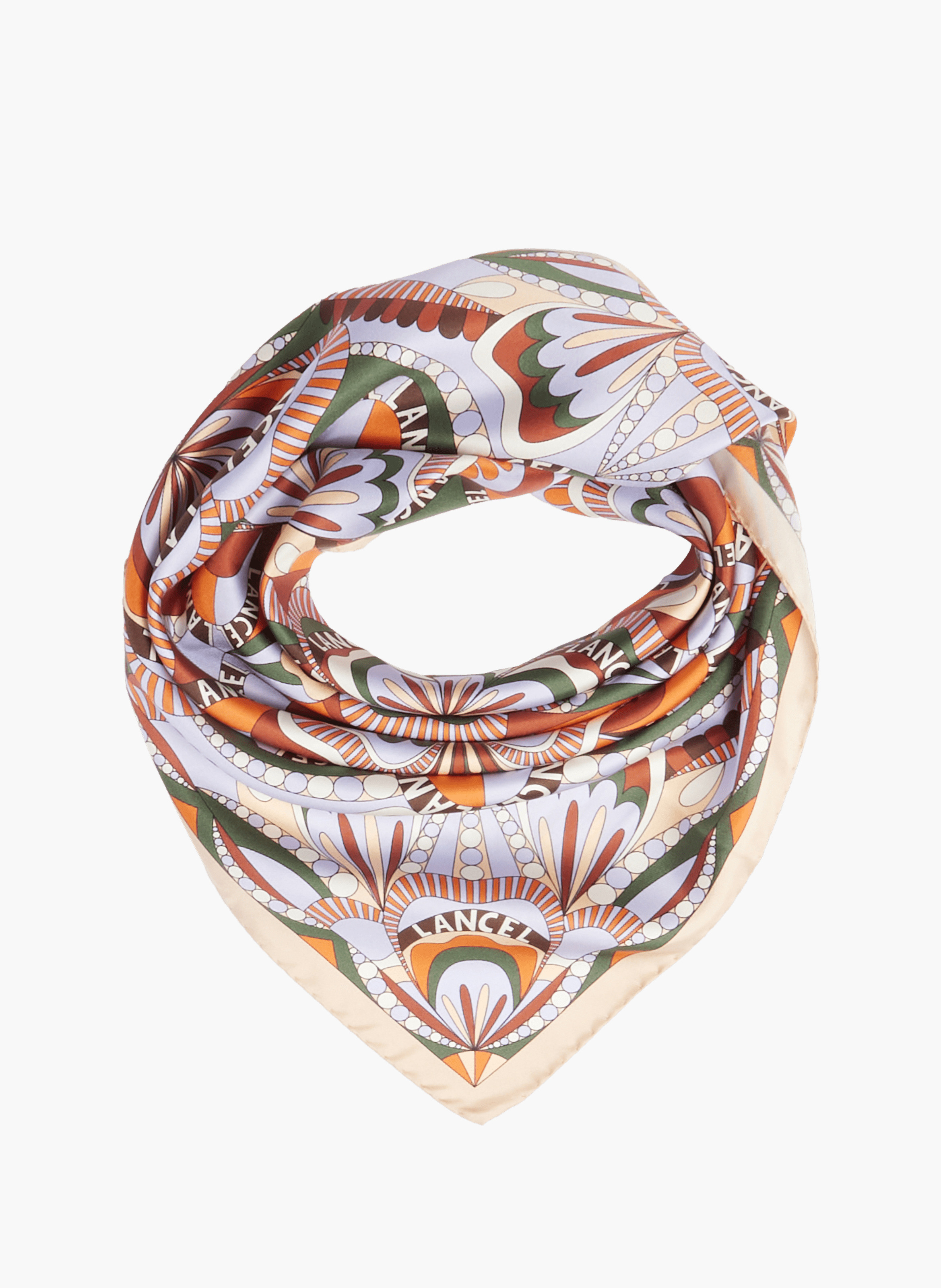 Zijden sjaal 90 cm met bloemenmotief LANCEL Groen