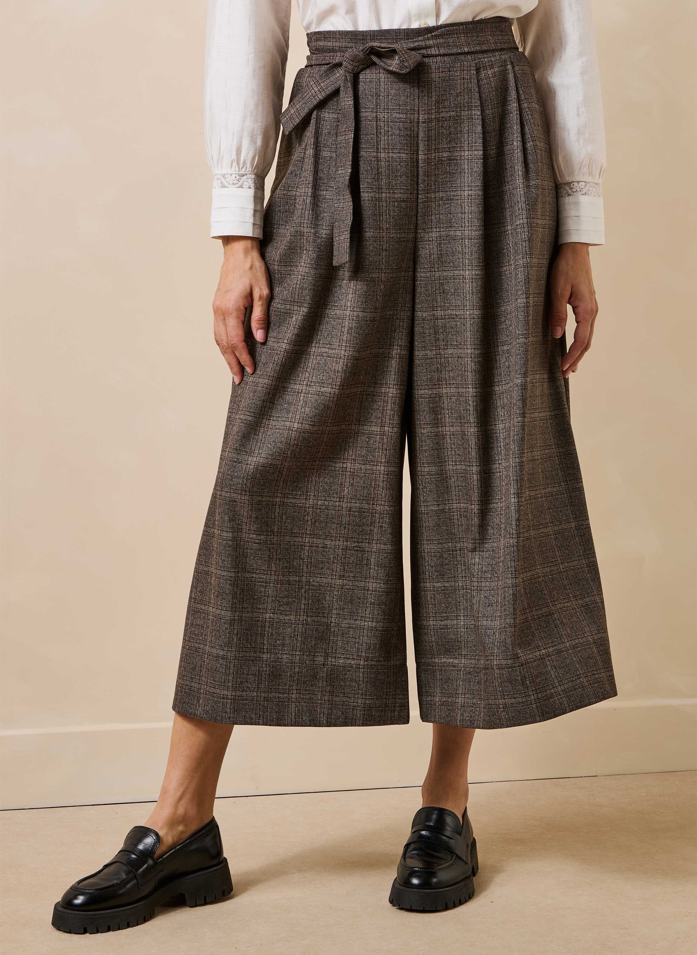 Wijde 7/8-broek met hoge taille LA FEE MARABOUTEE Bruin