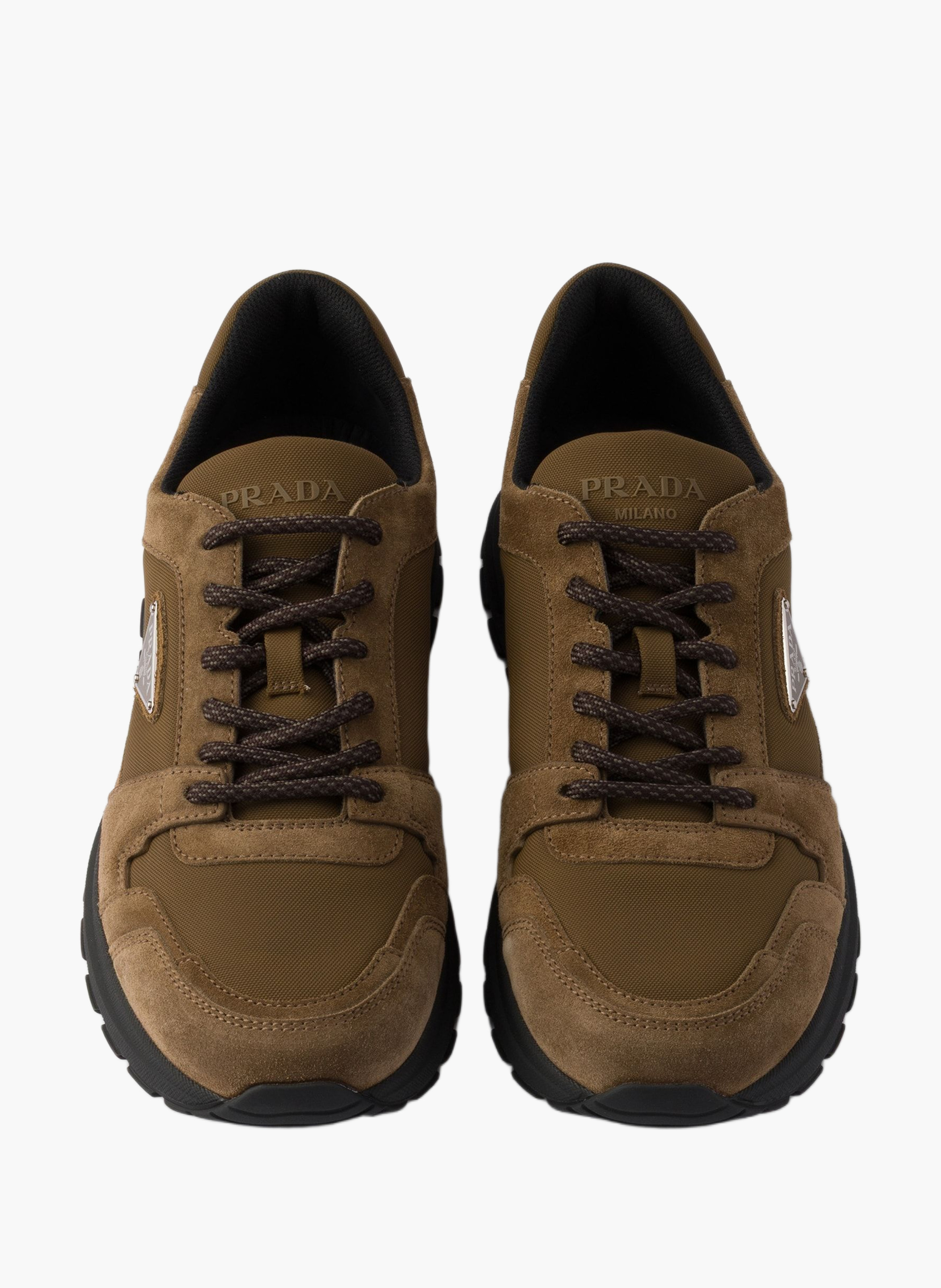 Sneakers prax en daim et re-nylon PRADA Marron