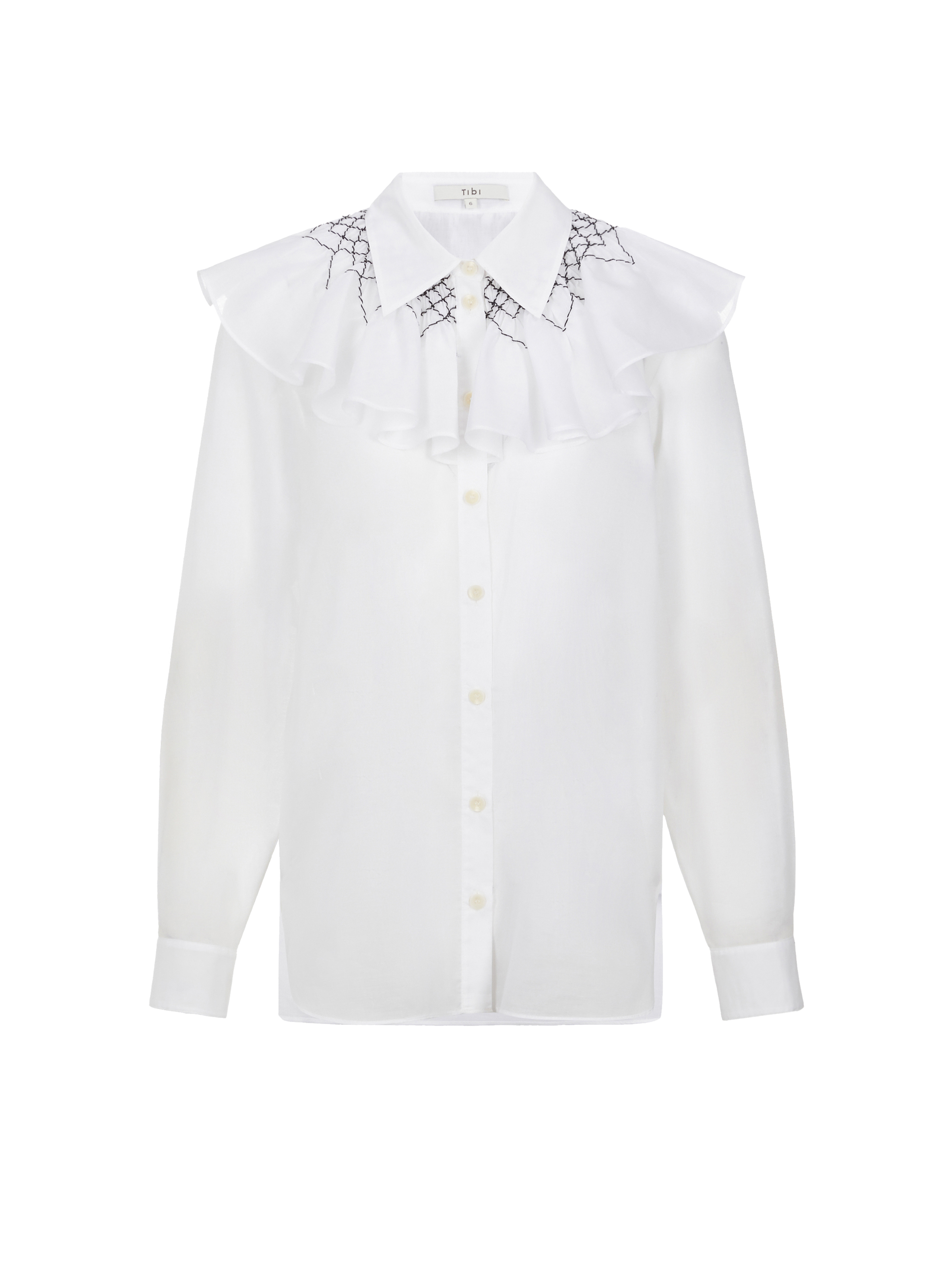 Blouse volantée en coton mélangé