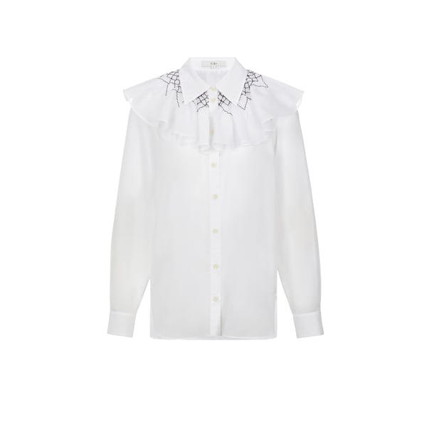 Blouse volantée en coton mélangé