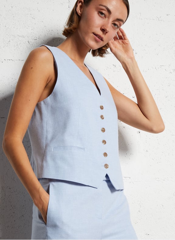 Gilet droit col v simeon Bleu by MAISON 123 MAISON 123 Gilet droit col v simeon Bleu