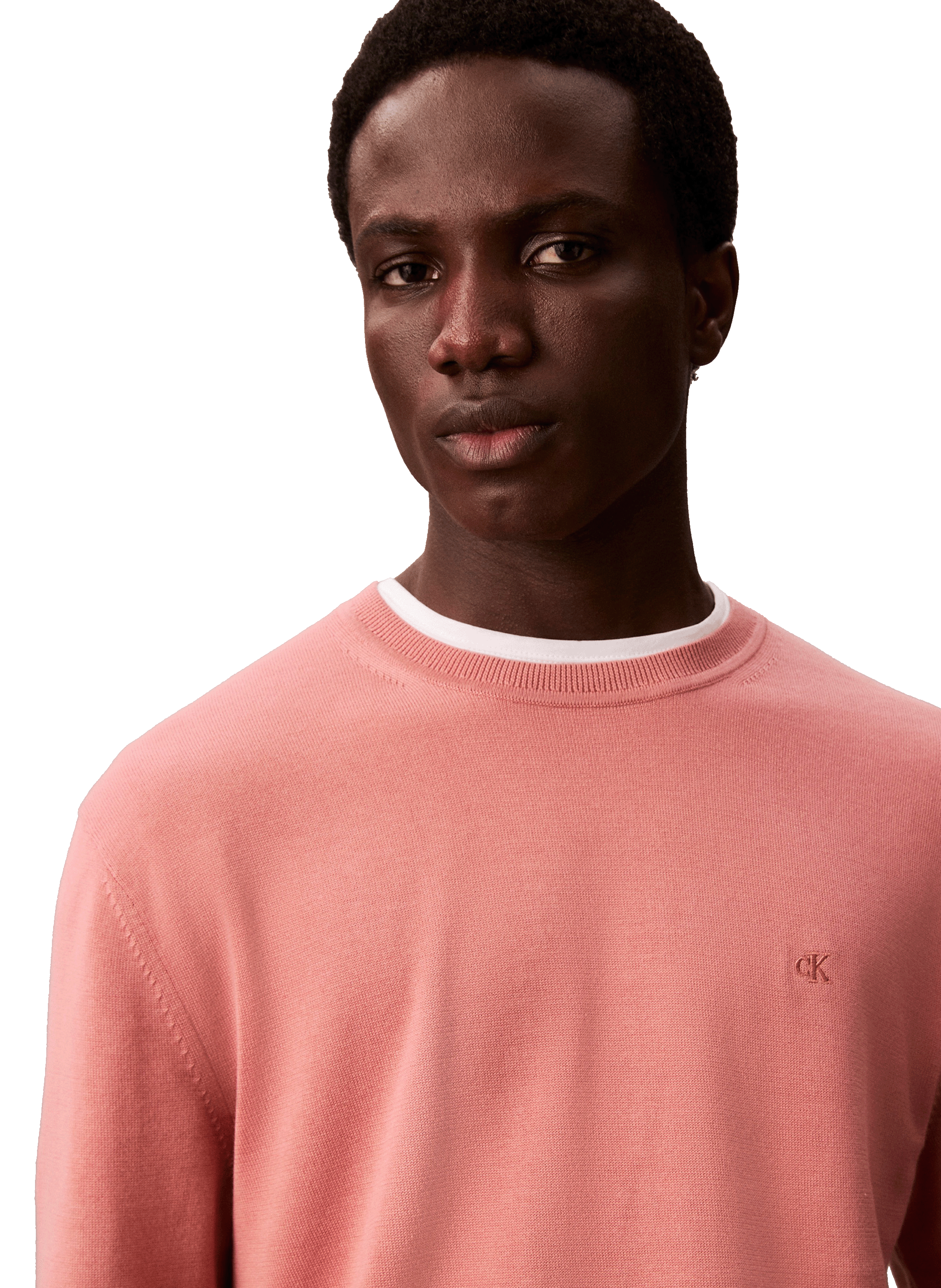 Pull col rond en coton CALVIN KLEIN Orange