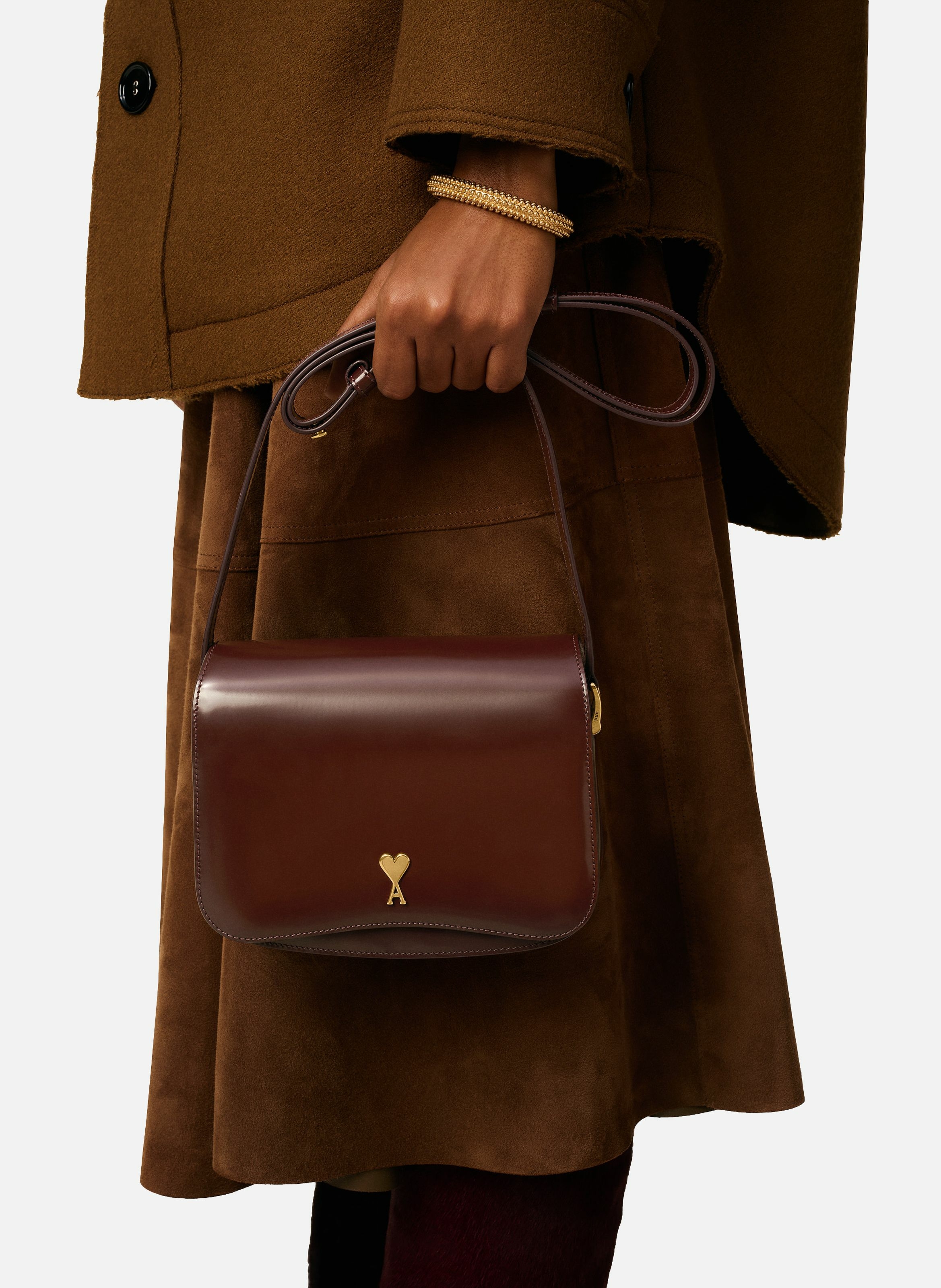 Sac Paris Paris En Cuir Glacé unisexe AMI PARIS Rouge