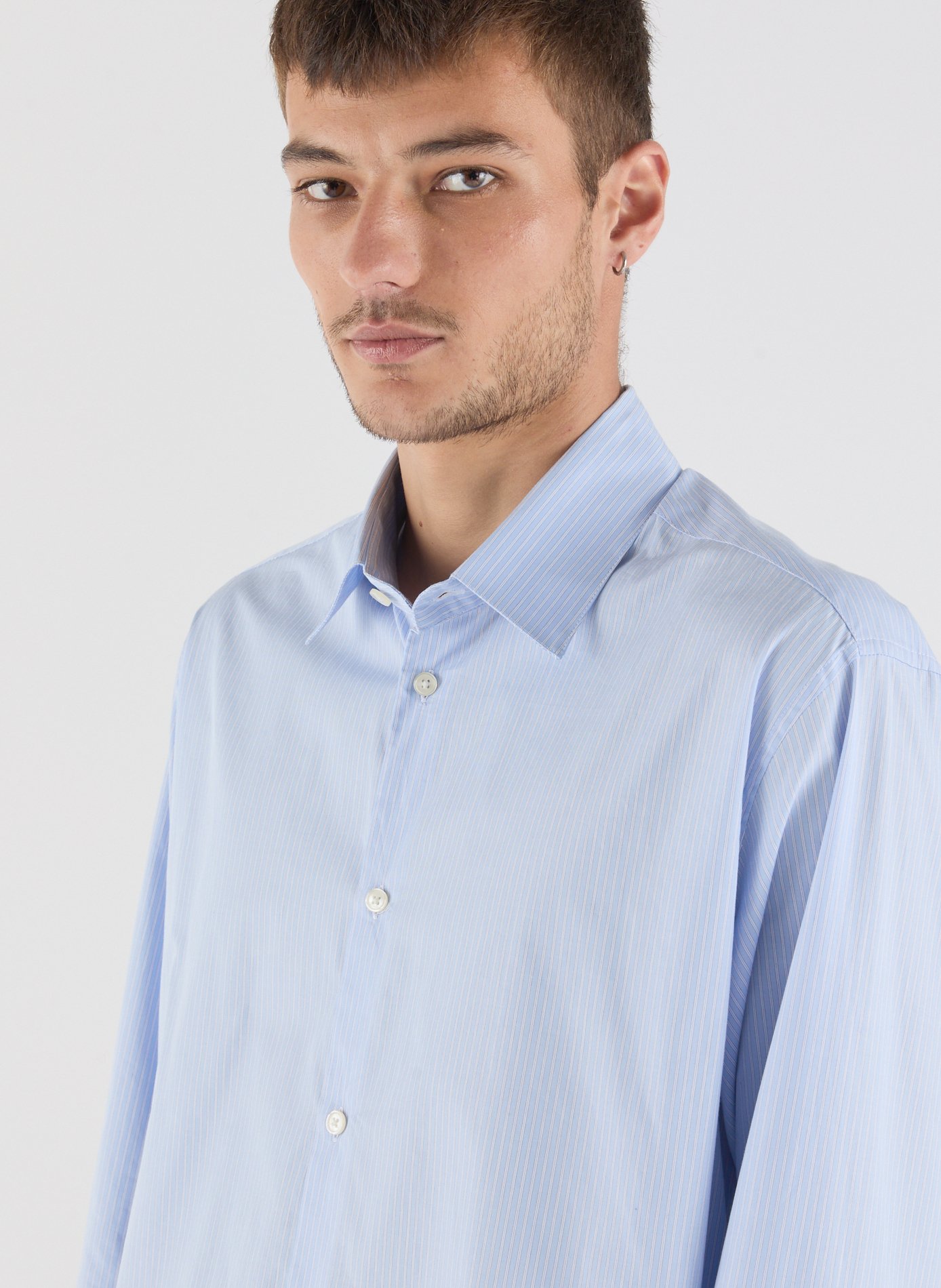 Chemise col classique à rayures en coton SAISON 1865 Bleu