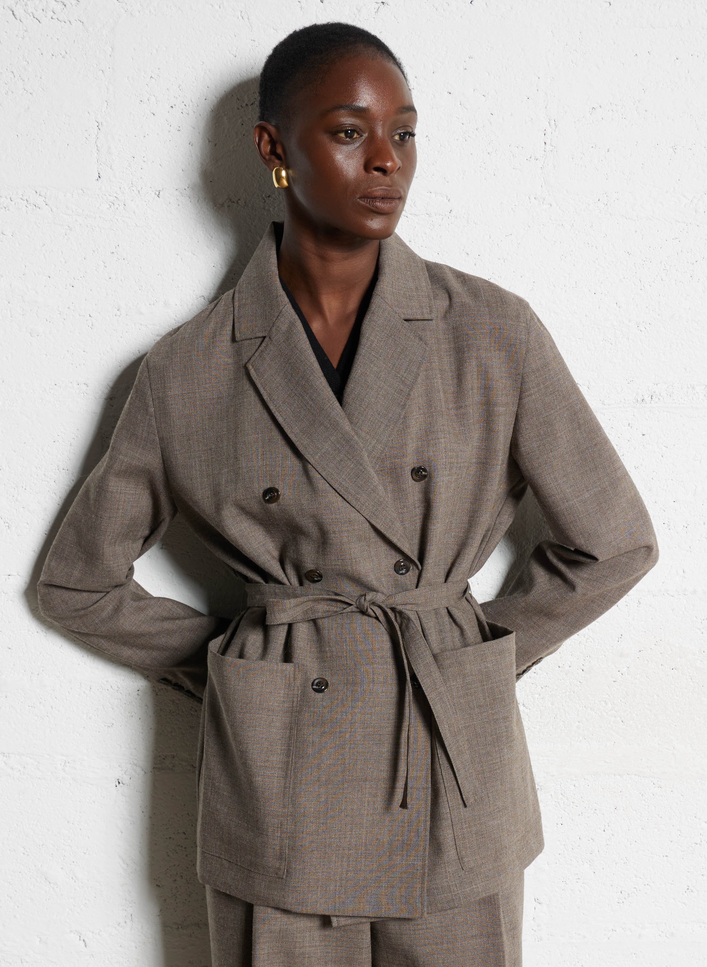 Veste droite en laine drew SOEUR Marron