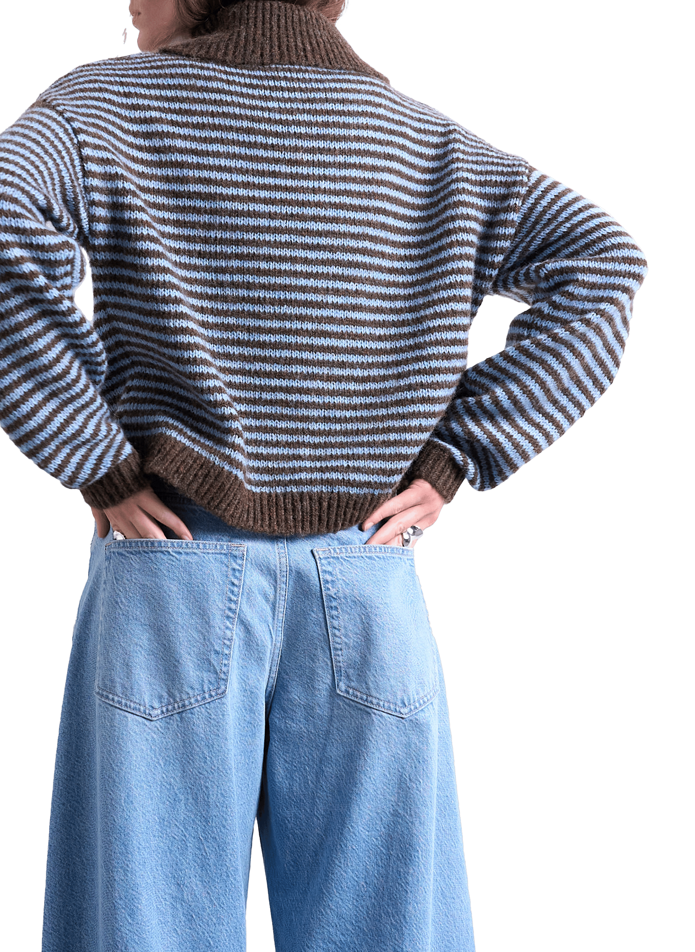 Pull rayé à col classique TOPSHOP Bleu