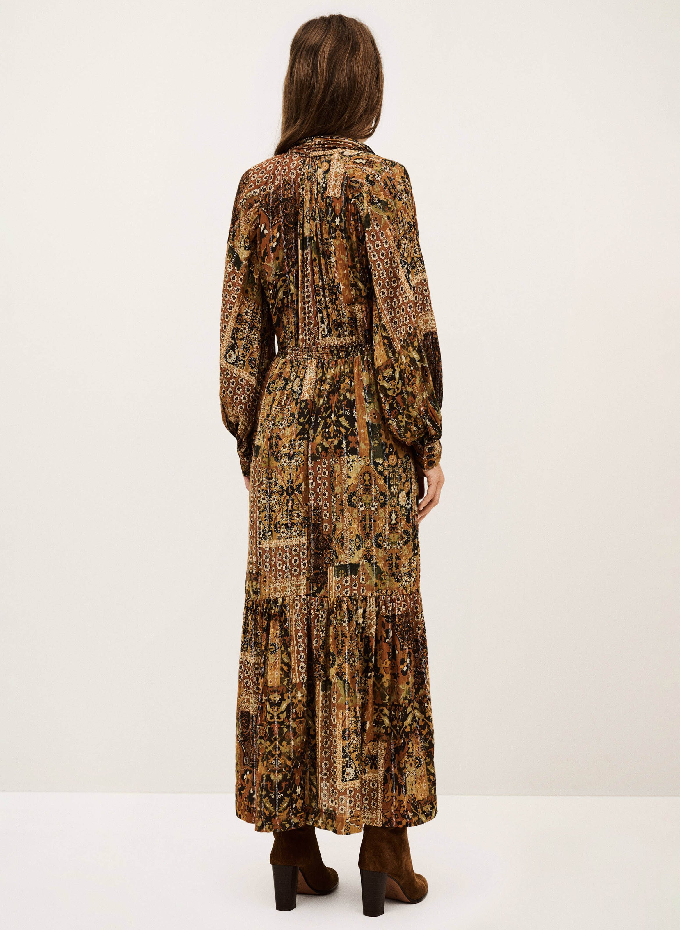 Robe longue col v imprimée pierta BA&SH Orange