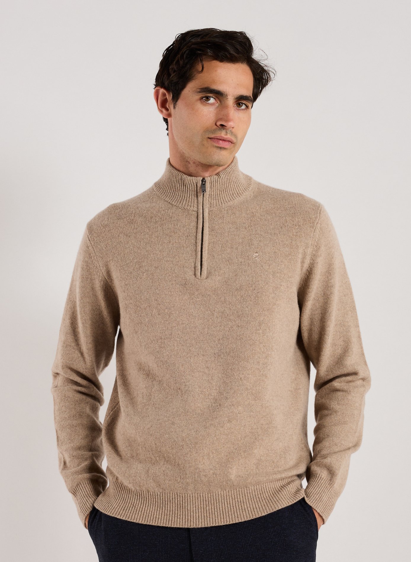 HACKETT High collar sweatshirt in wool Beige