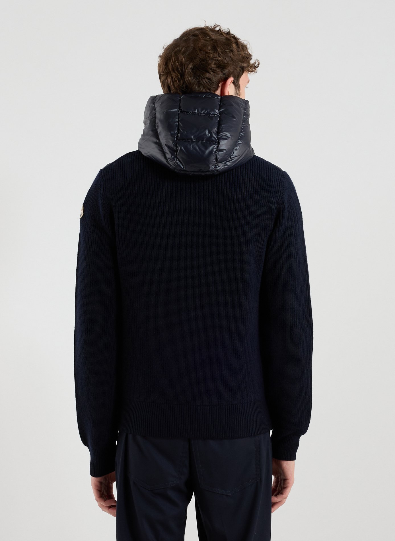 Quilted zip-up hoodie MONCLER Blue