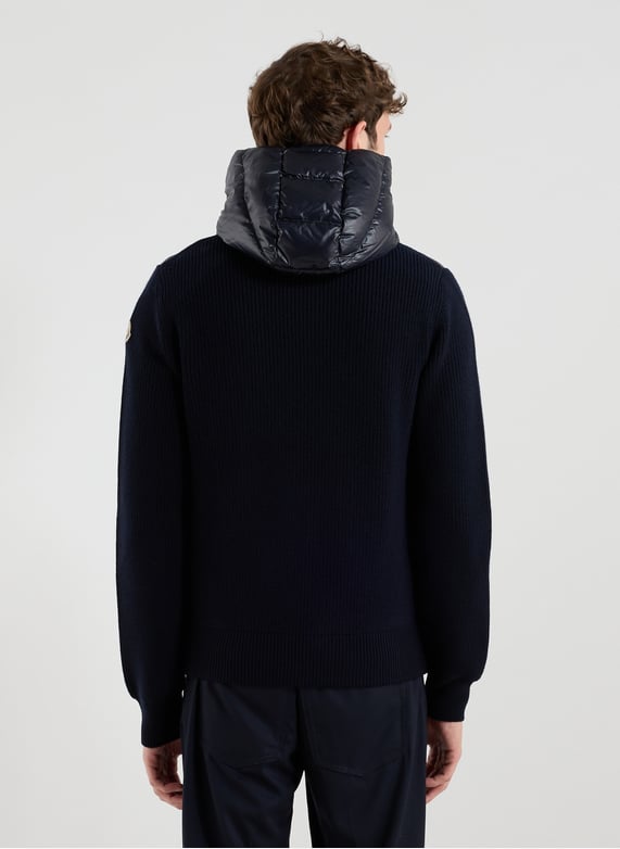 Cardigan matelassé et zippé à capuche | Bleu by MONCLER Cardigan matelassé et zippé à capuche Bleu