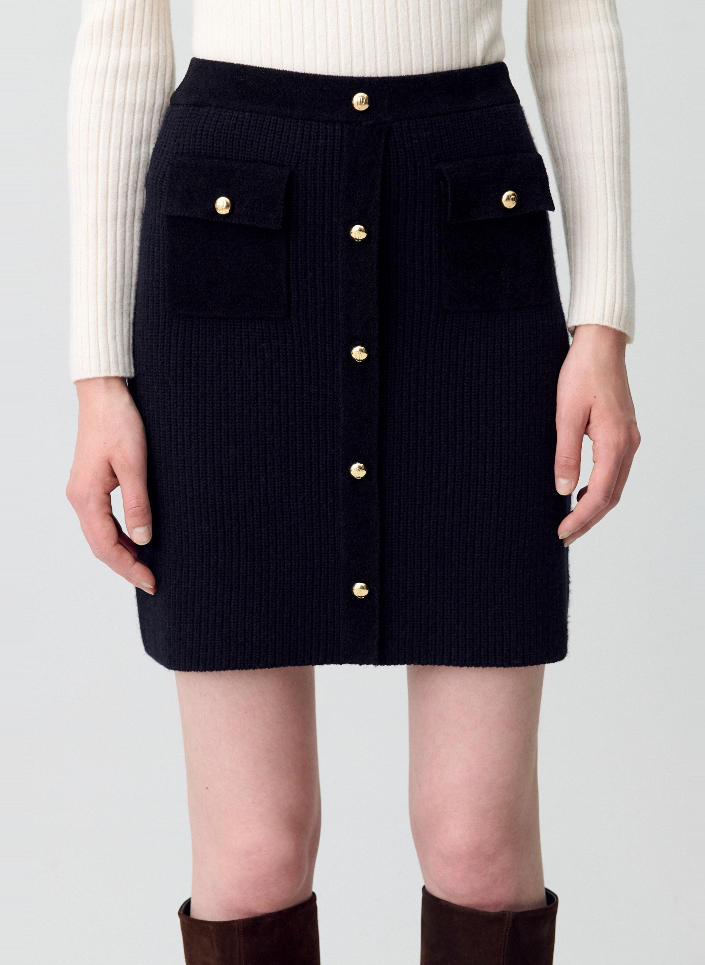 Jupe courte en laine et en cachemire mélangés maxine CLAUDIE PIERLOT Noir