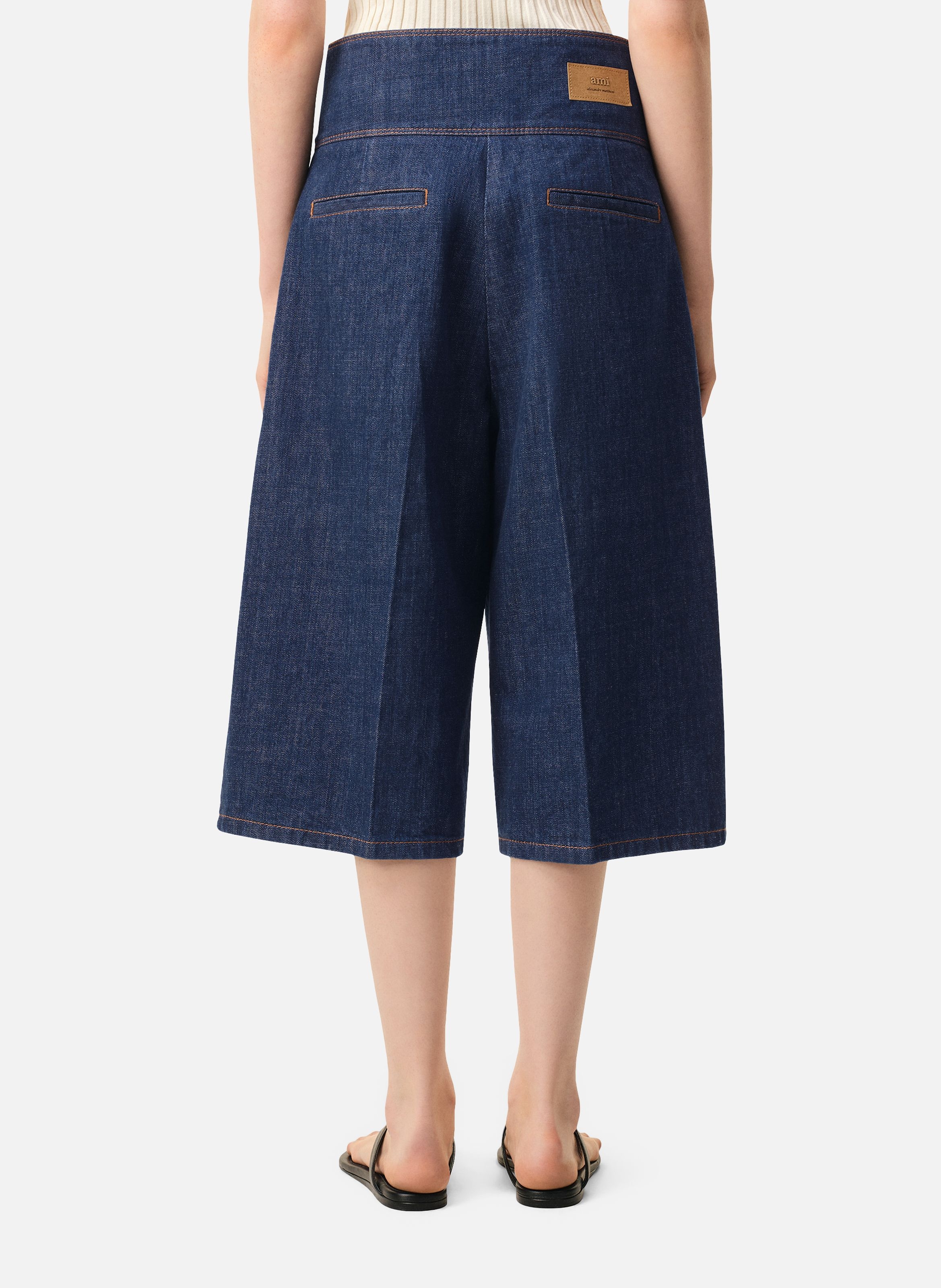 Bermuda à ceinture portefeuille en coton AMI PARIS Bleu