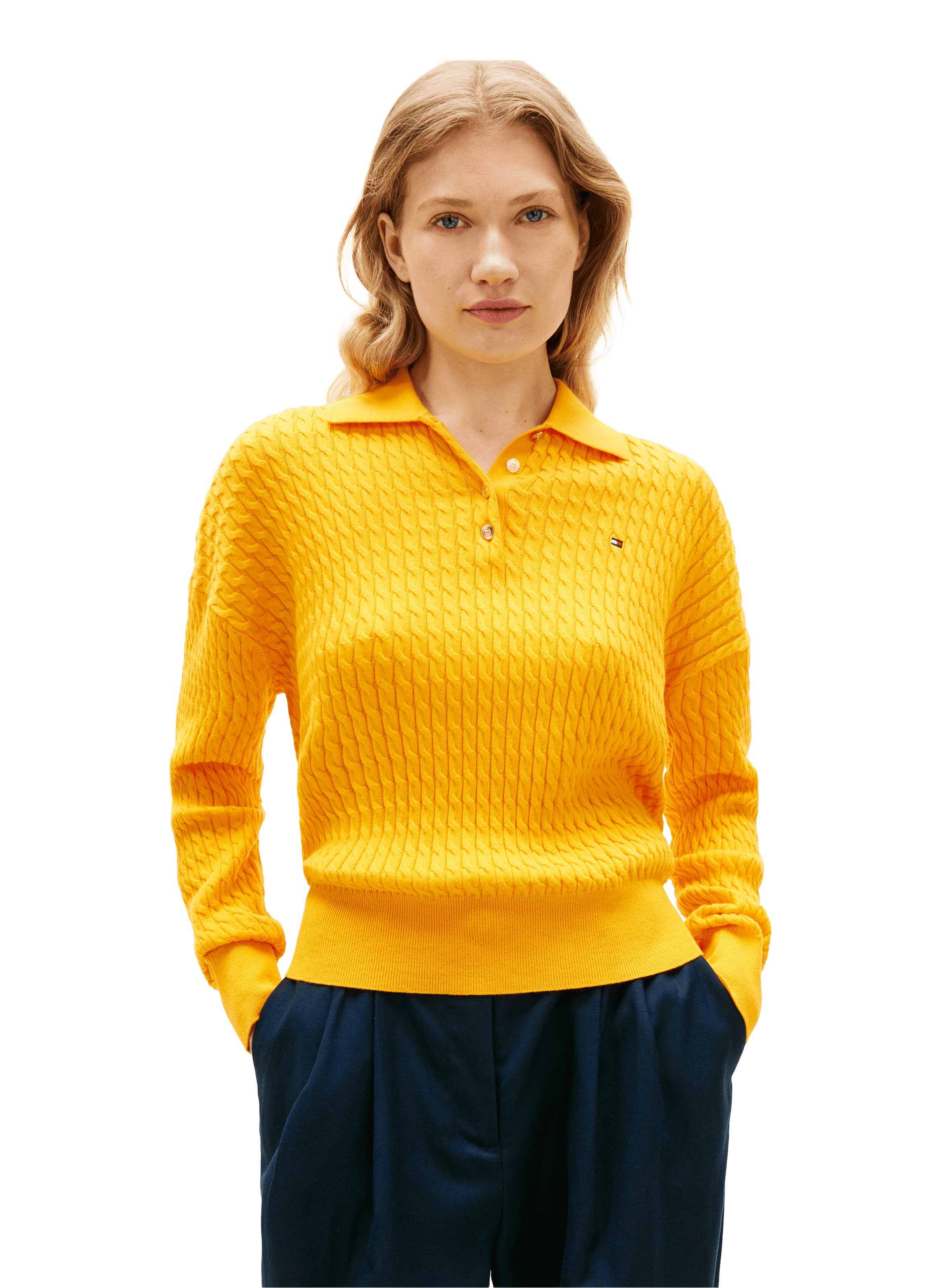 Polo décontracté en maille torsadée en coton TOMMY HILFIGER Orange