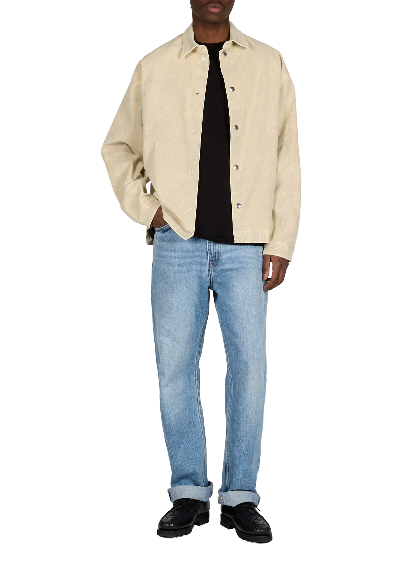 Straight corduroy shirt in mixed cotton 7 FOR ALL MANKIND Beige