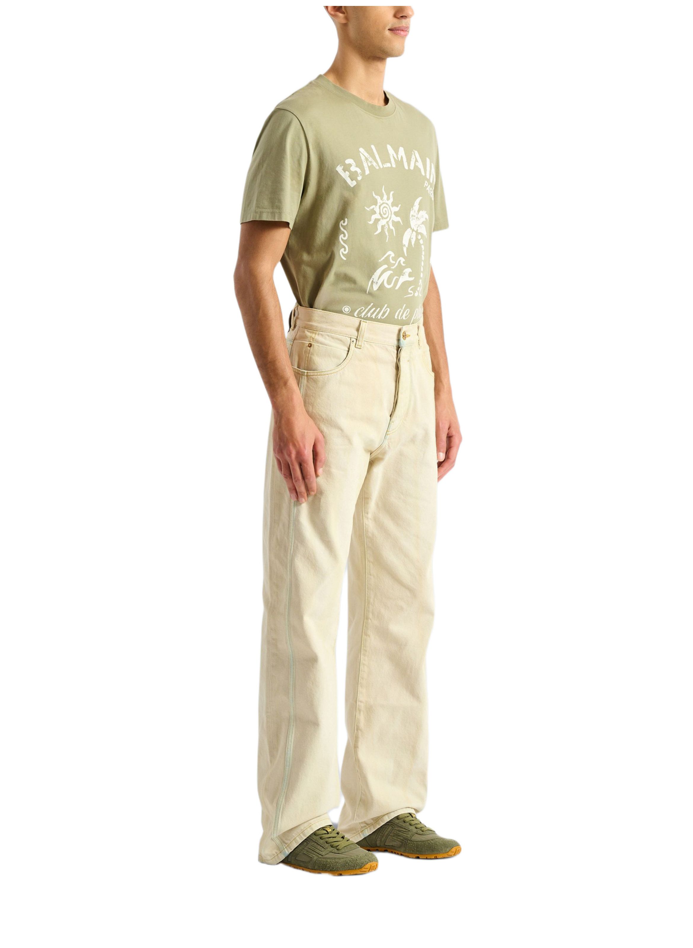 Jean en denim délavé BALMAIN Beige