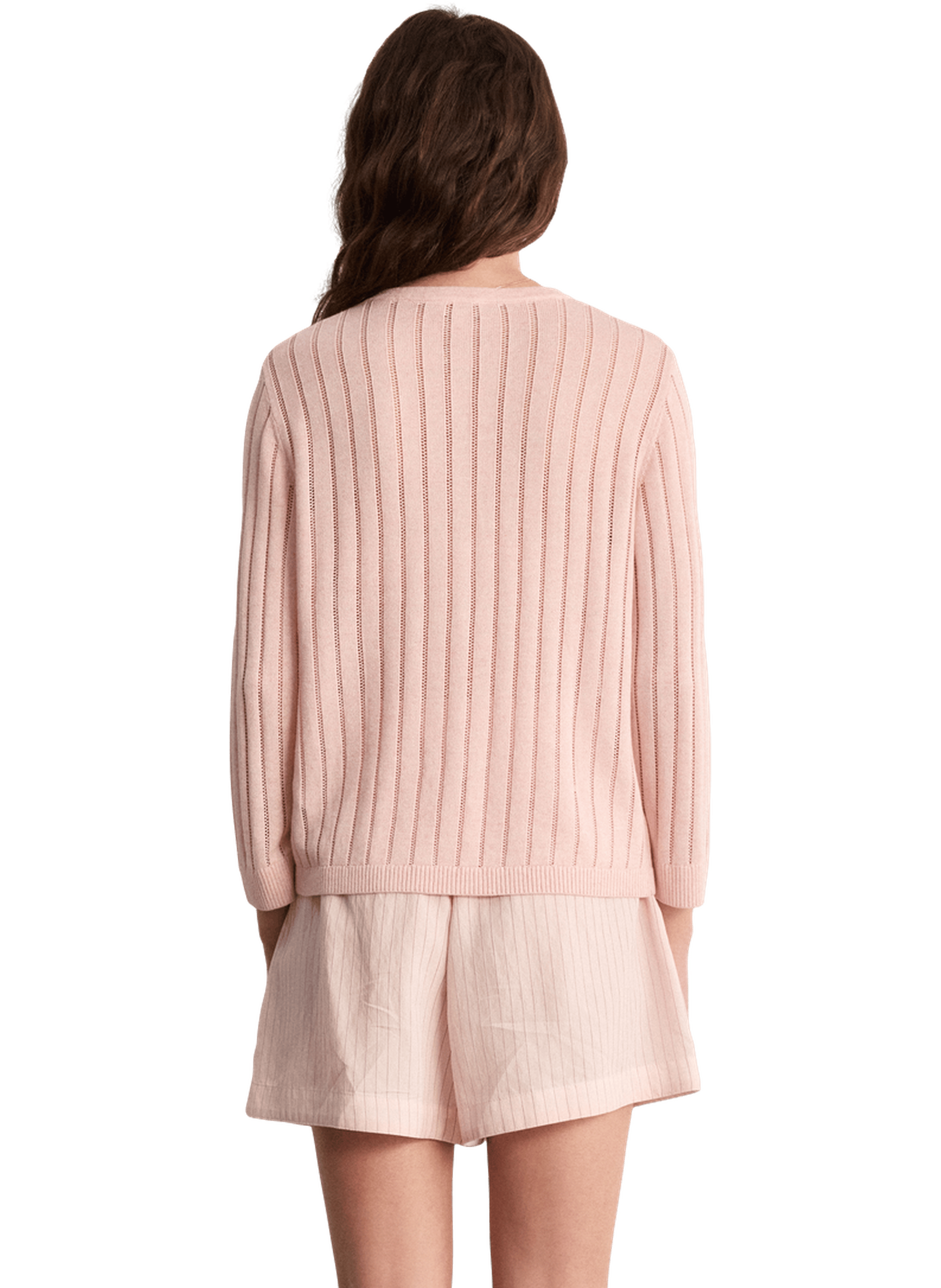 Pull à col rond en maille ajourée - leona PABLO Rose