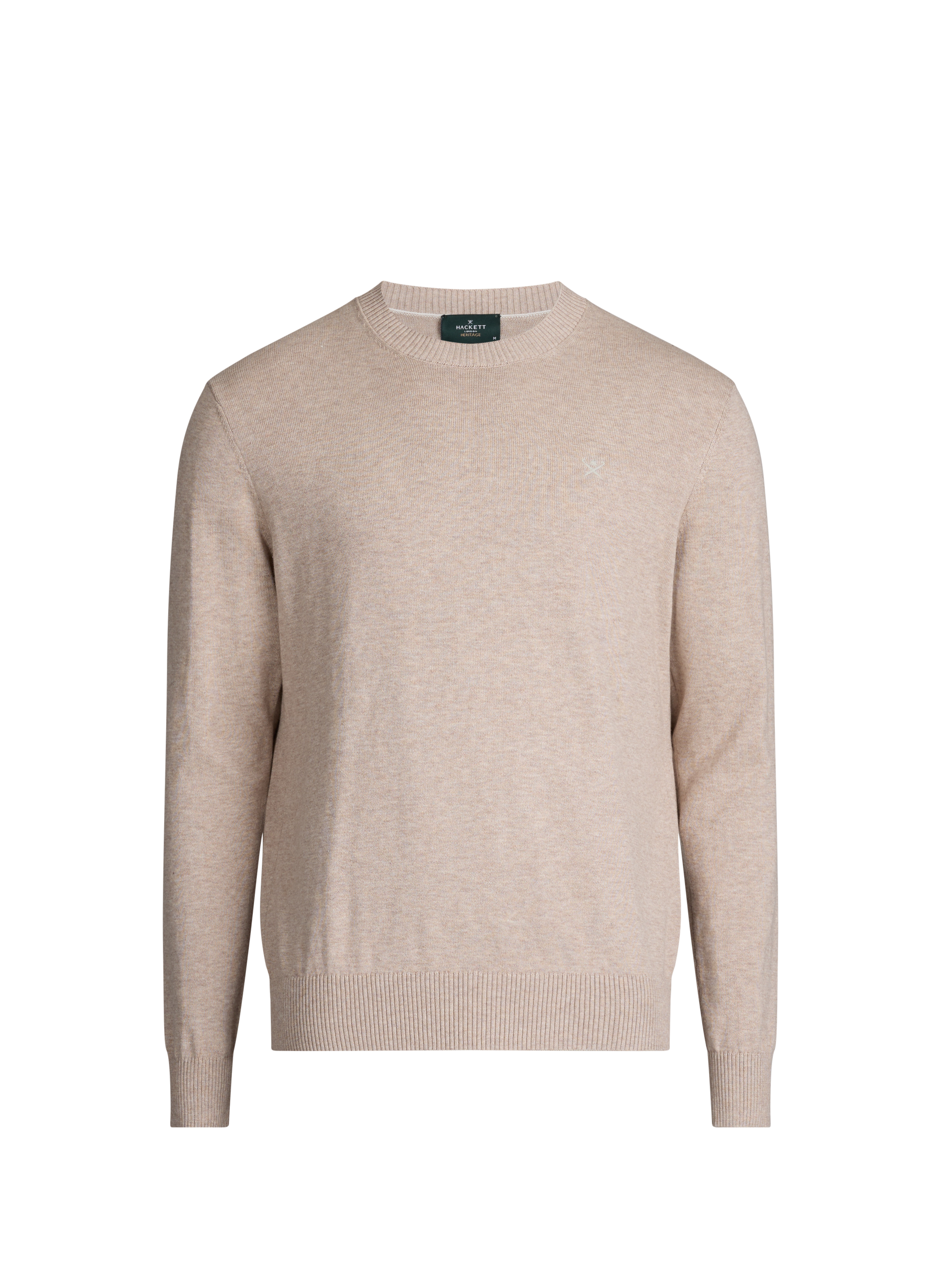 Pull droit à col rond en coton HACKETT Beige