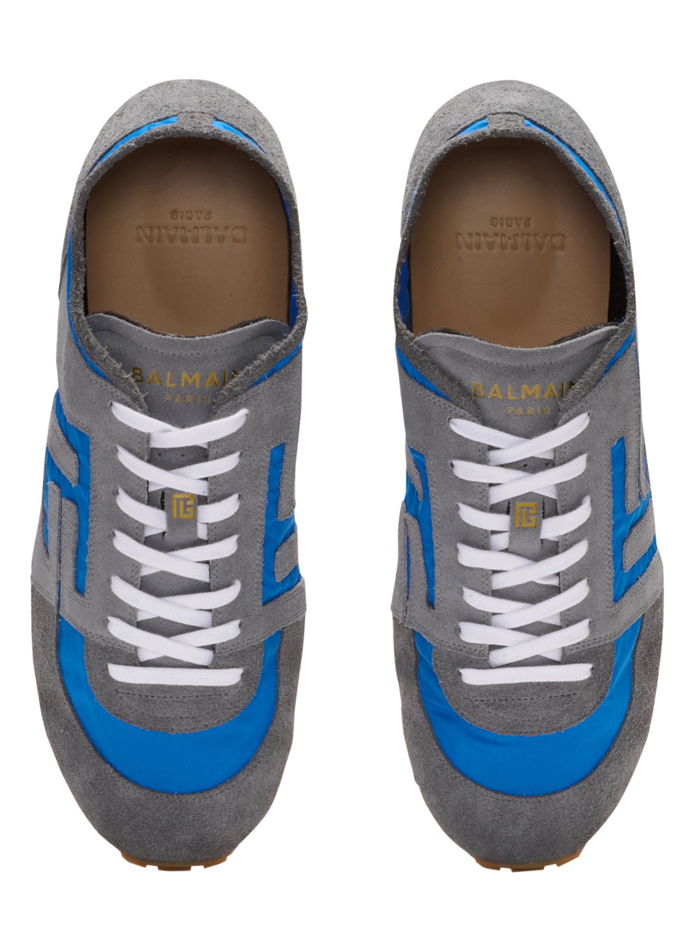 Baskets racer 45 en daim et nylon BALMAIN Bleu