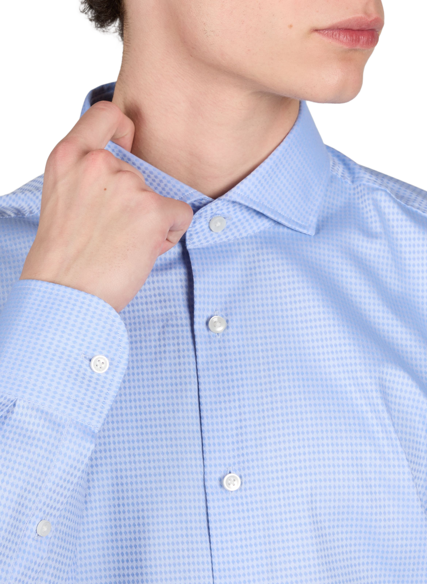 Chemise Hank à motif en coton mélangé BOSS Bleu