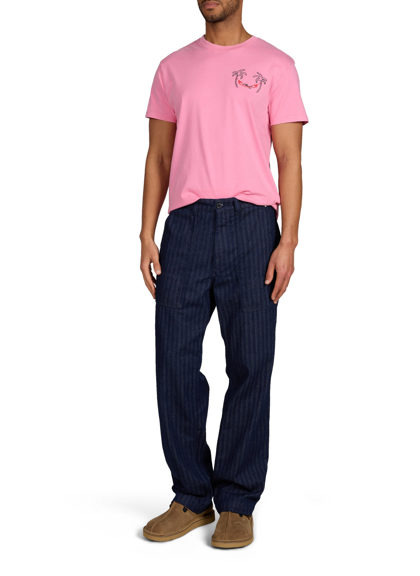 T-shirt Popincourt brodé en coton biologique MAISON LABICHE Rose