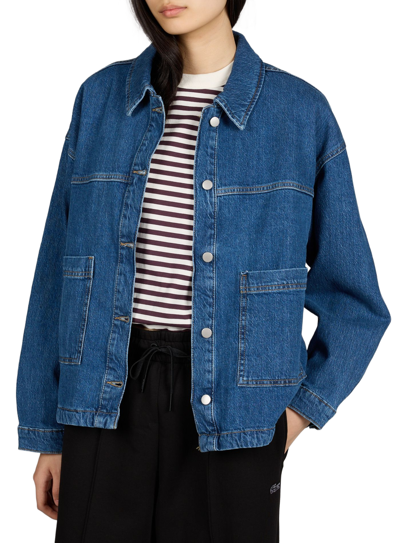 Veste droite Vijaf en coton mélangé VILA Bleu