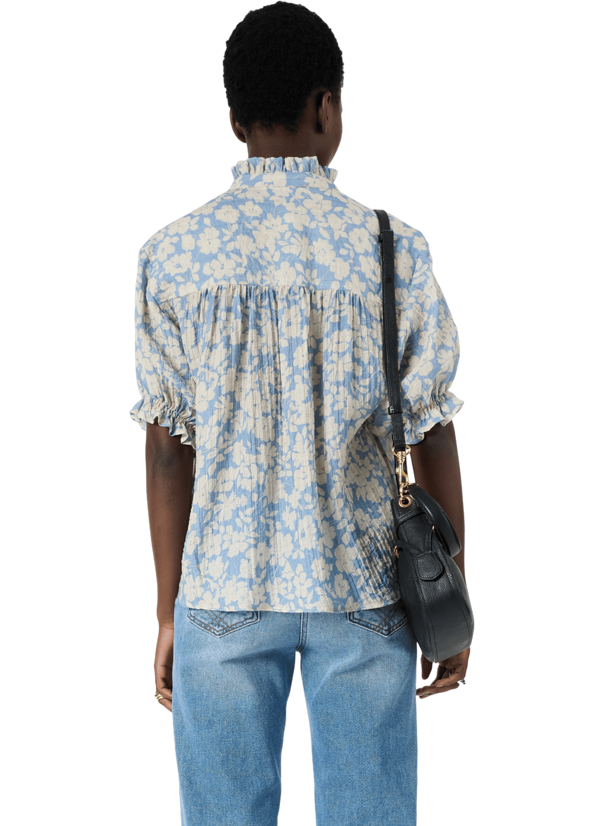 Blouse fluide à fleurs et volants - chayma GERARD DAREL Bleu