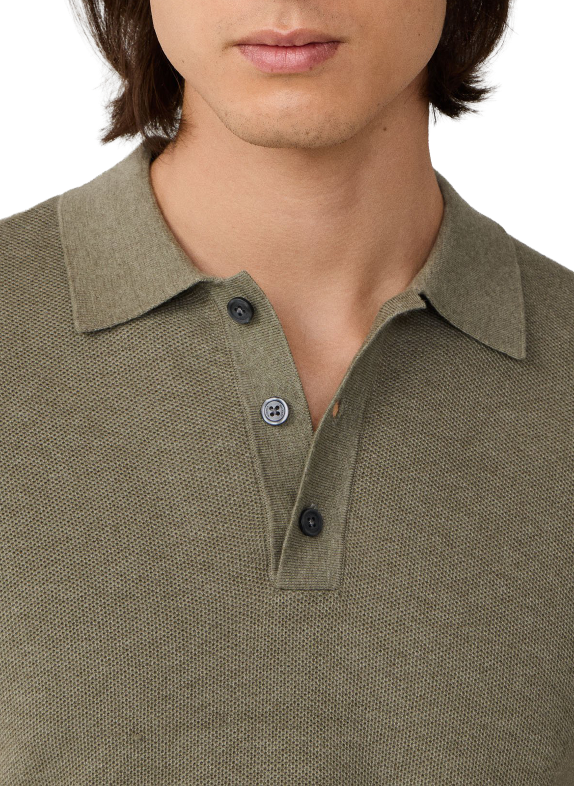 Short-sleeved polo in piqué cotton and cashmere Green