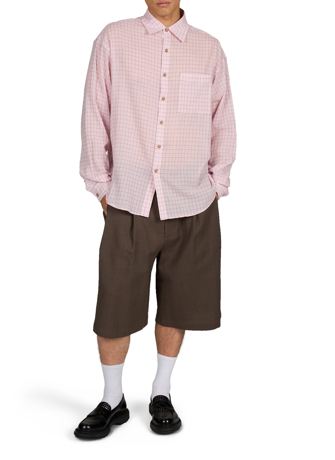 Camisa holgada a cuadros con botones MERELY MADE Rosa