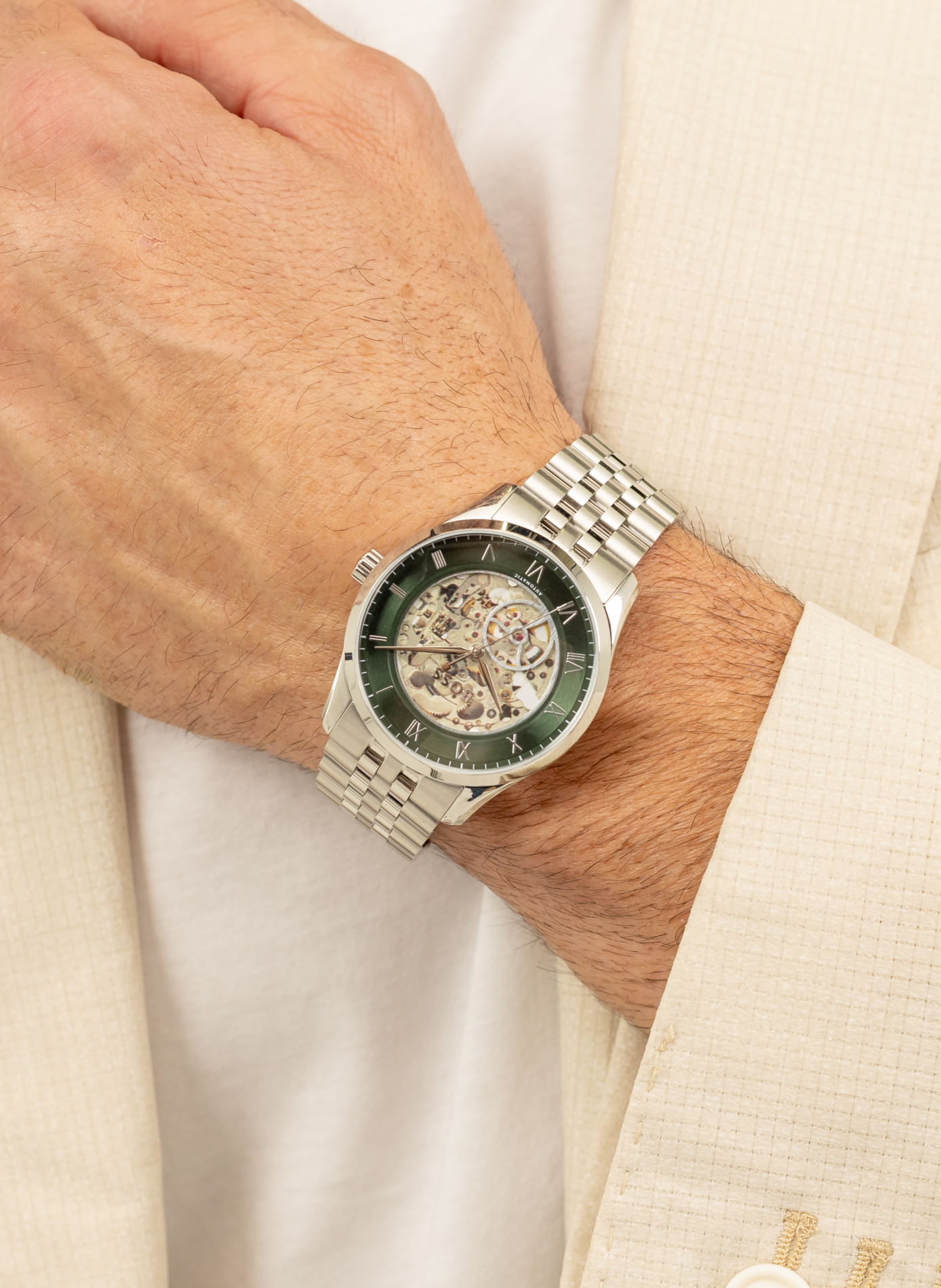 Montre automatique Principle Skeleton en acier inoxyable BOSS MONTRES Vert