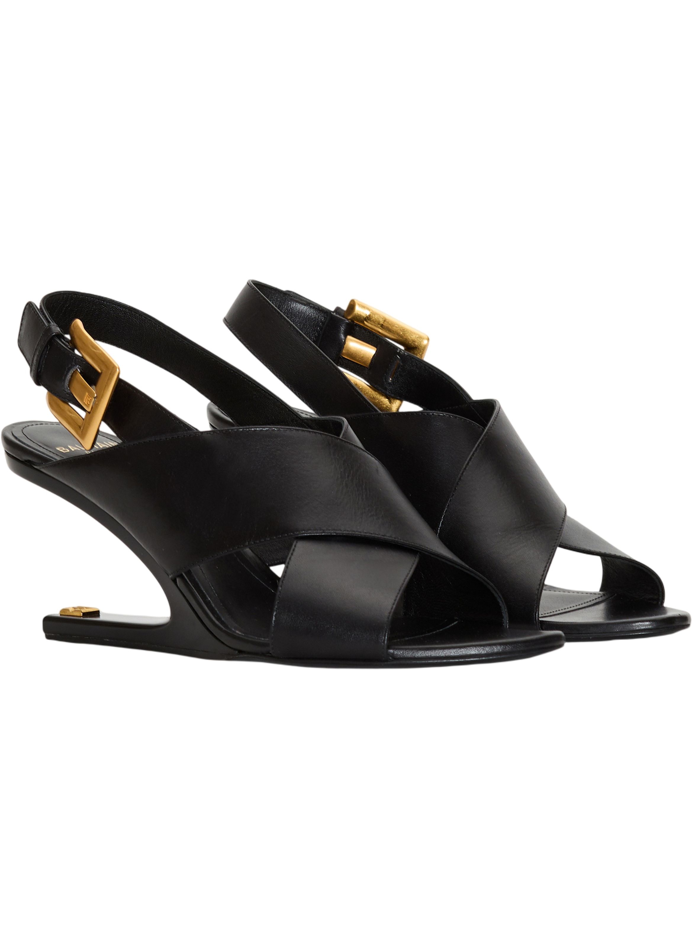 Sandales anthem no wedge en cuir lisse BALMAIN Noir