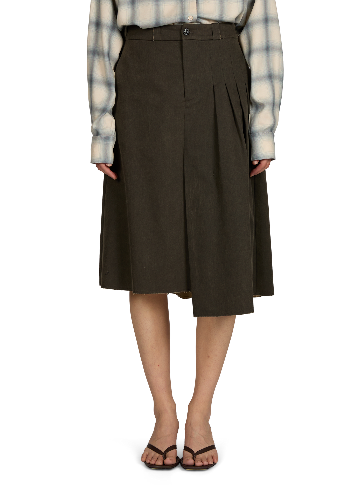 Midi skirt with asymmetrical pleats in cotton OUR LEGACY Green