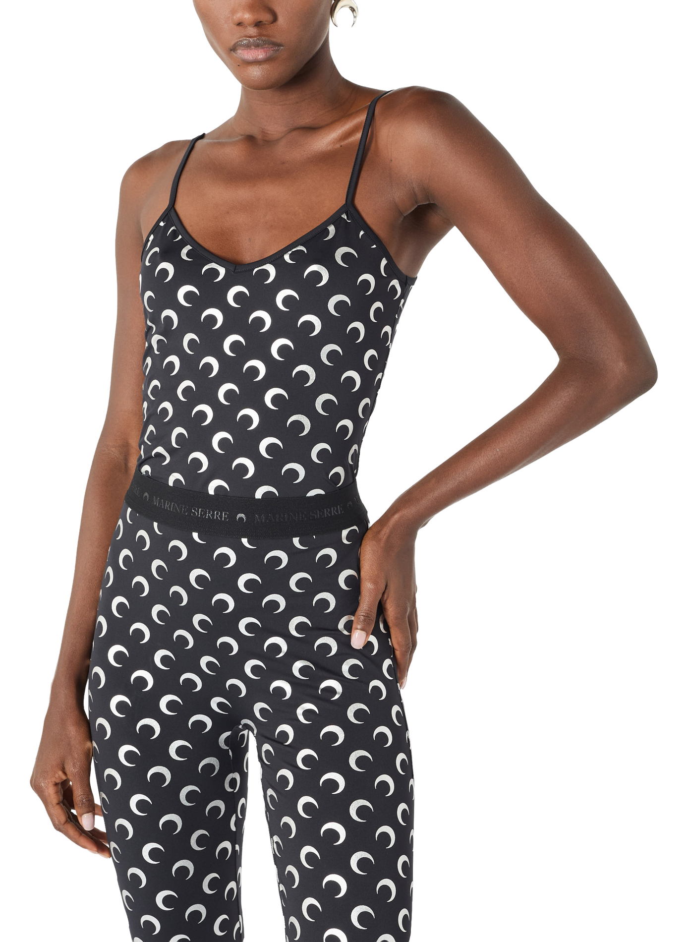 Moon foil printed jersey legging MARINE SERRE Black