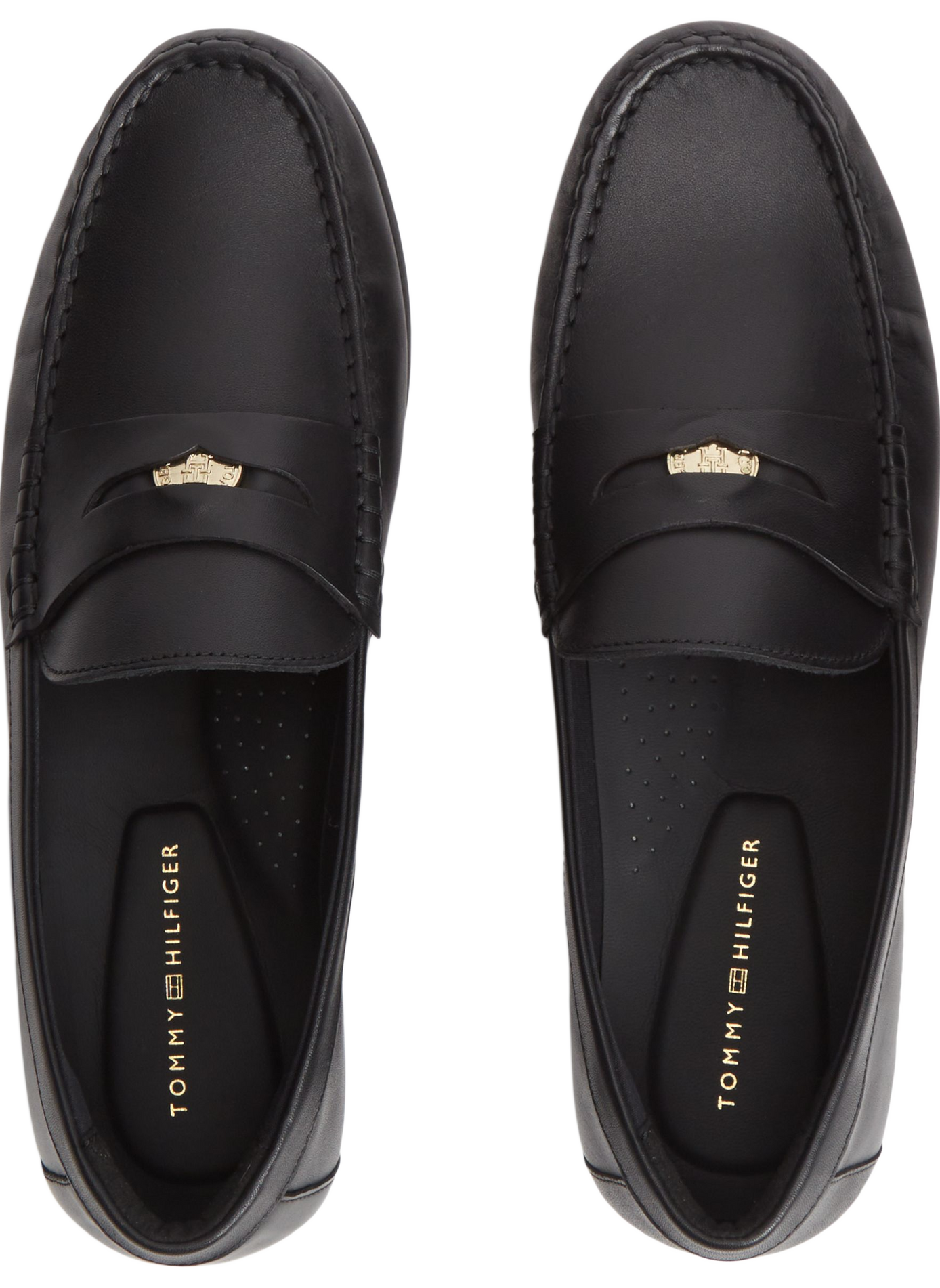 Moccasins with golden detail in leather TOMMY HILFIGER Black