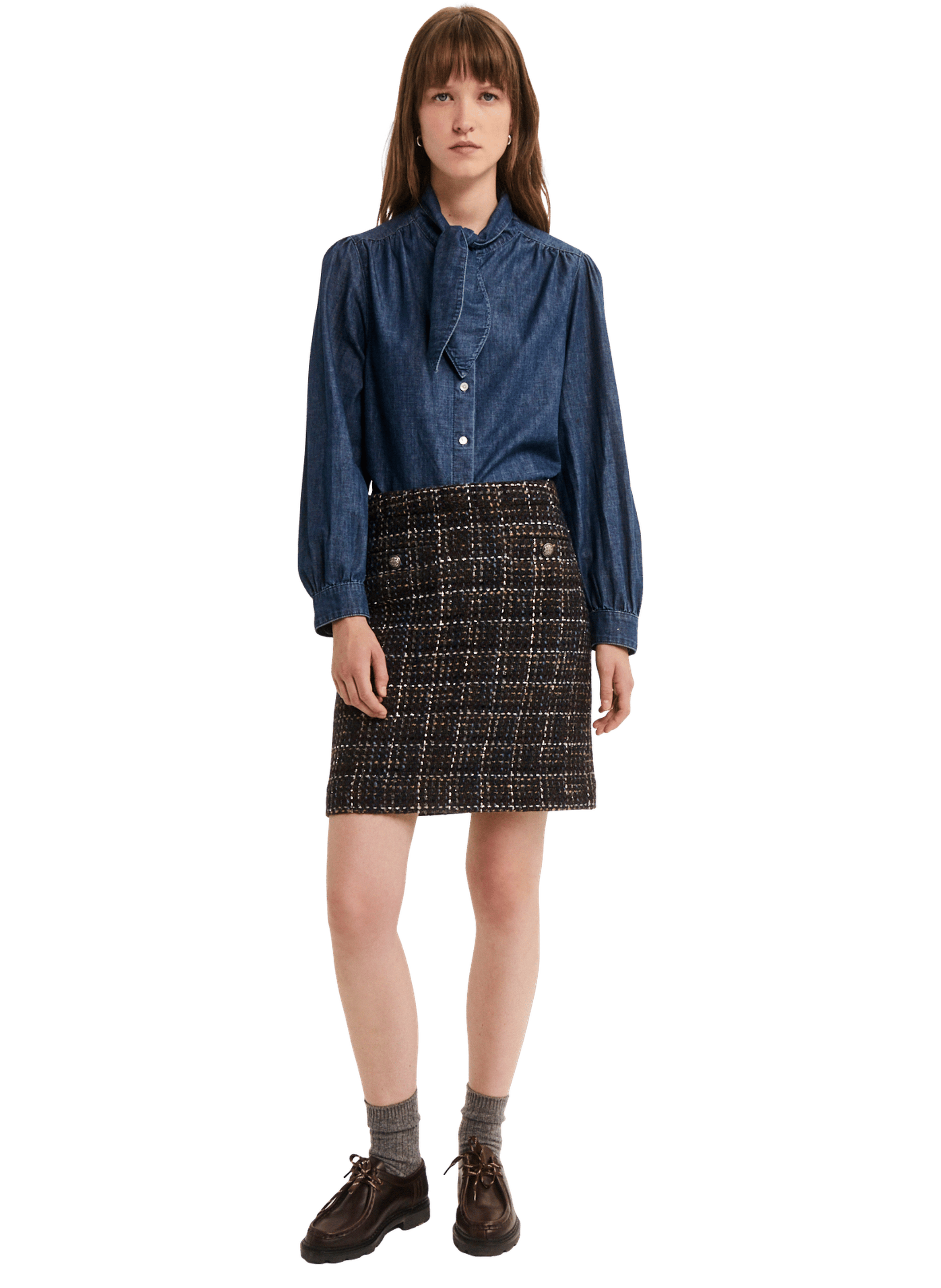 Jupe courte en tweed multicolore - toni PABLO Marron