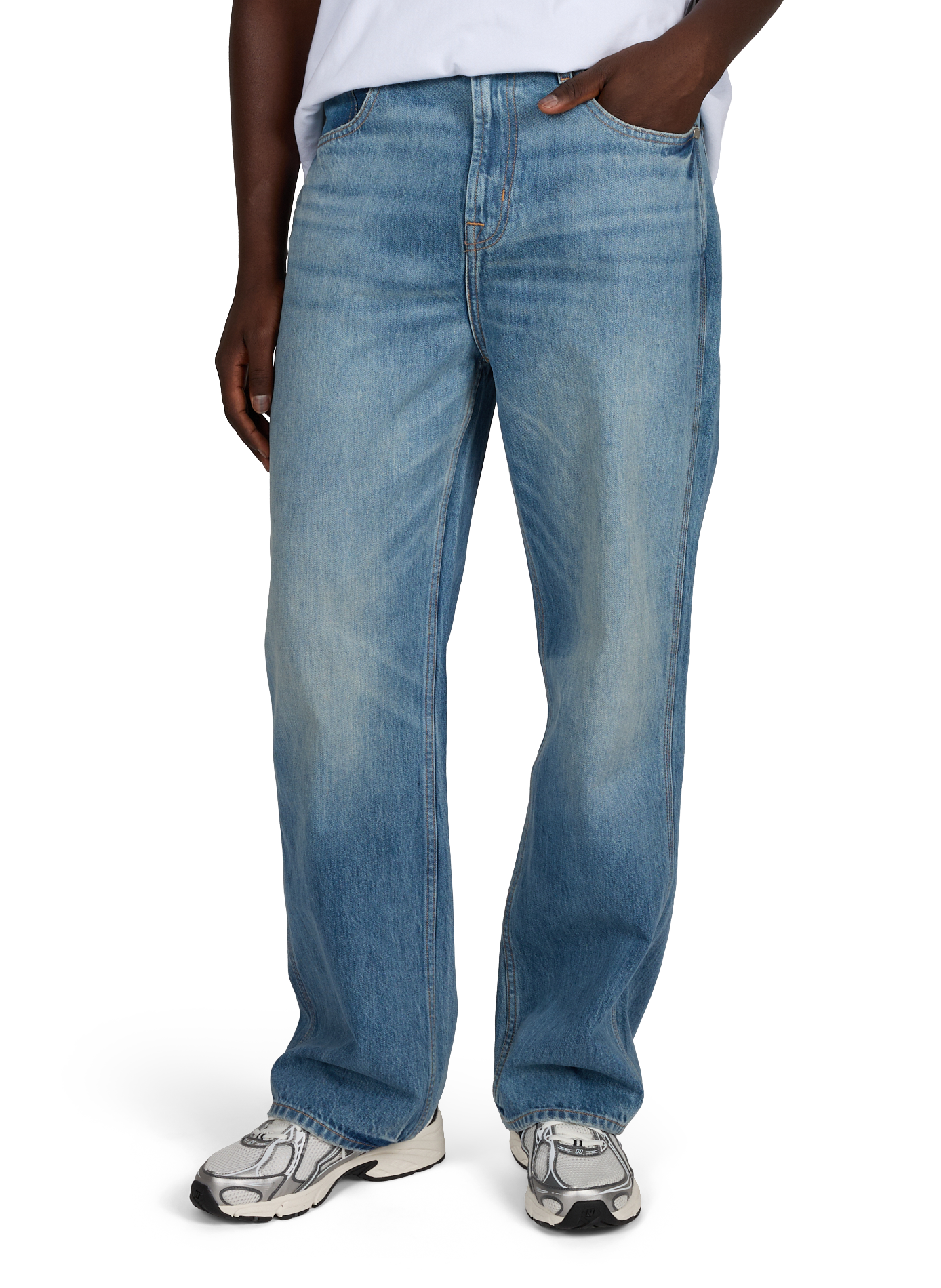 Straight-cut cotton jeans 7 FOR ALL MANKIND Blue