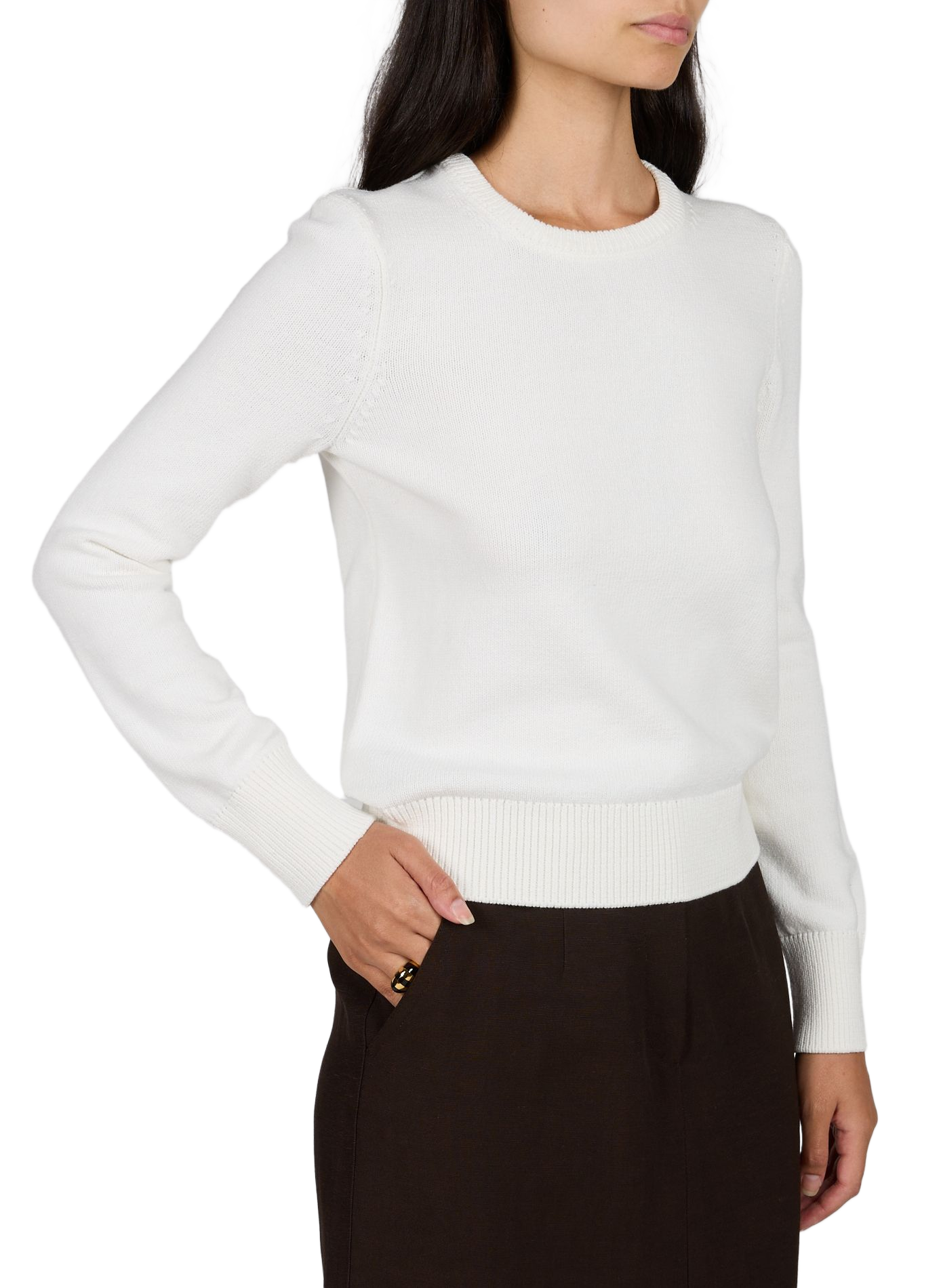 Gerader Pullover aus Baumwollmischung CO Beige