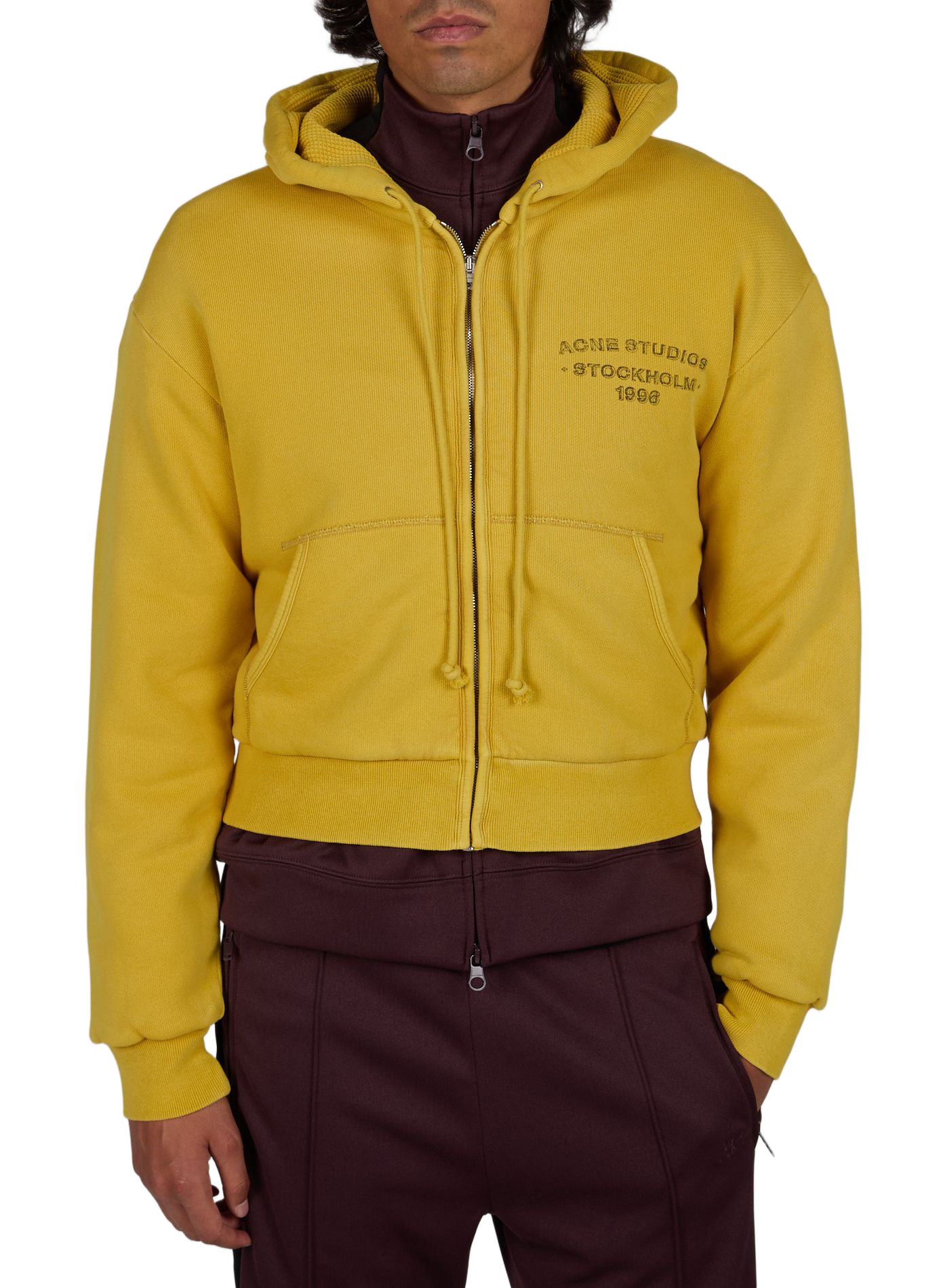 Sweatshirt droit zippé en coton ACNE STUDIOS Jaune