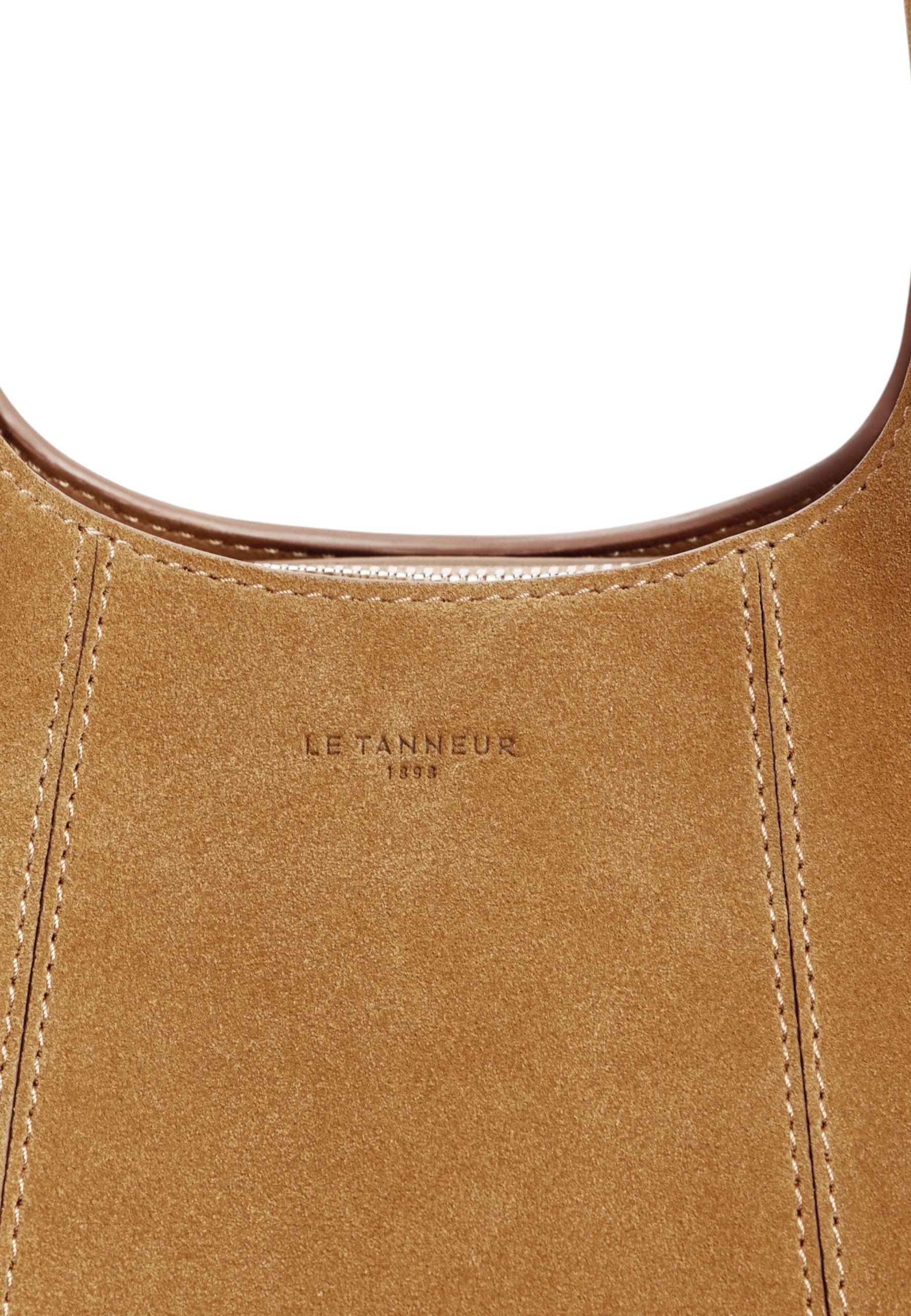 Petit sac à main juliette en cuir refente de velours LE TANNEUR Marron